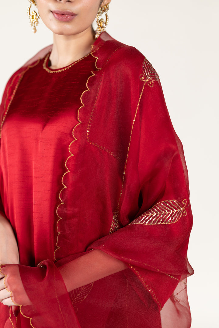 Maroon Choga With Shama Odhani