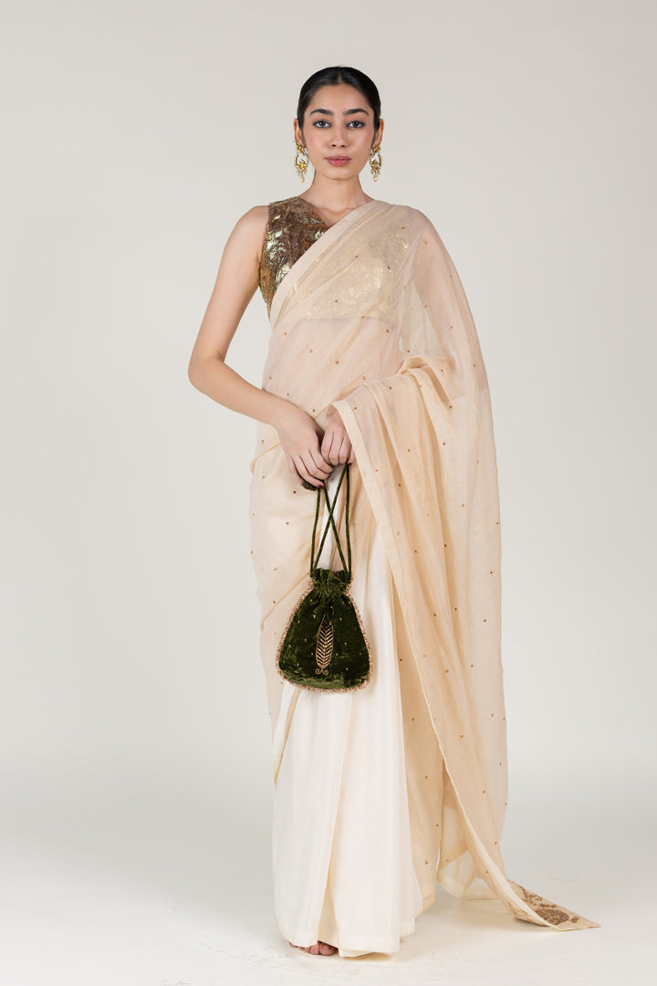 Ivory Mahoor Saree With Blouse