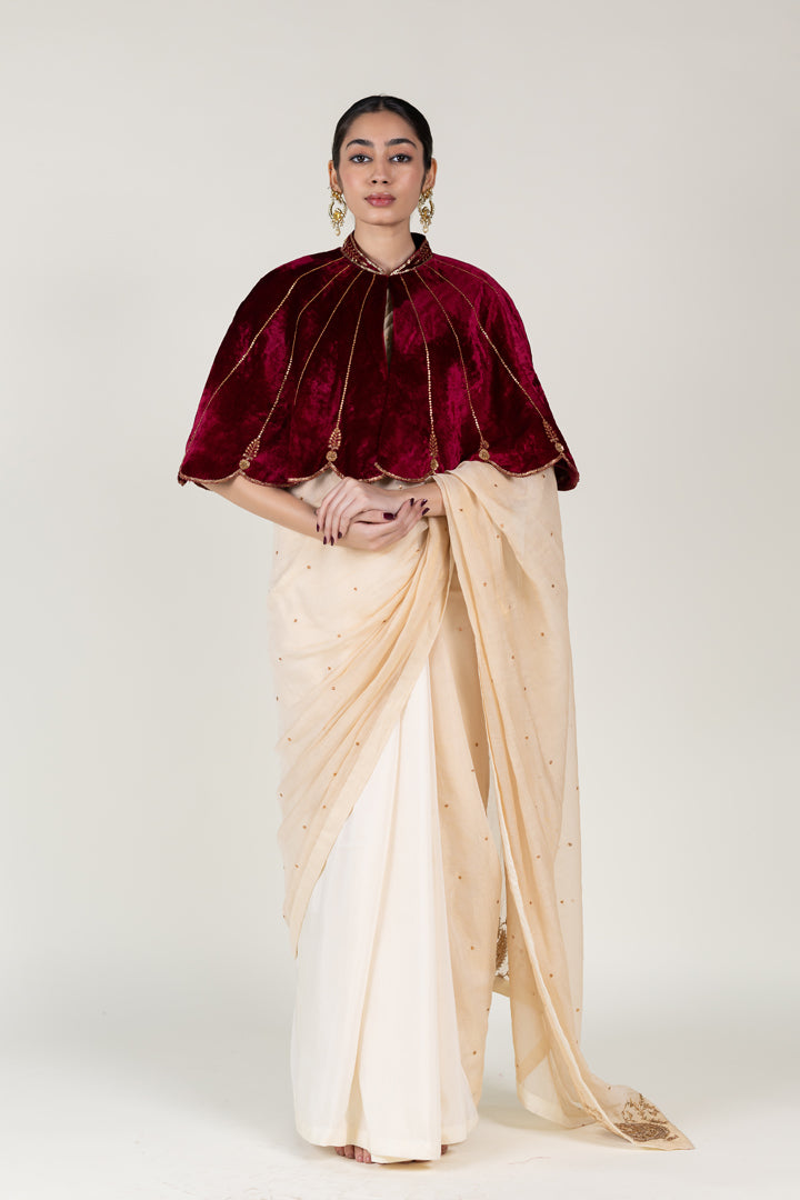 Maroon Nargis Cape