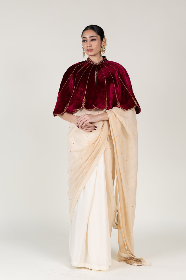 Maroon Nargis Cape