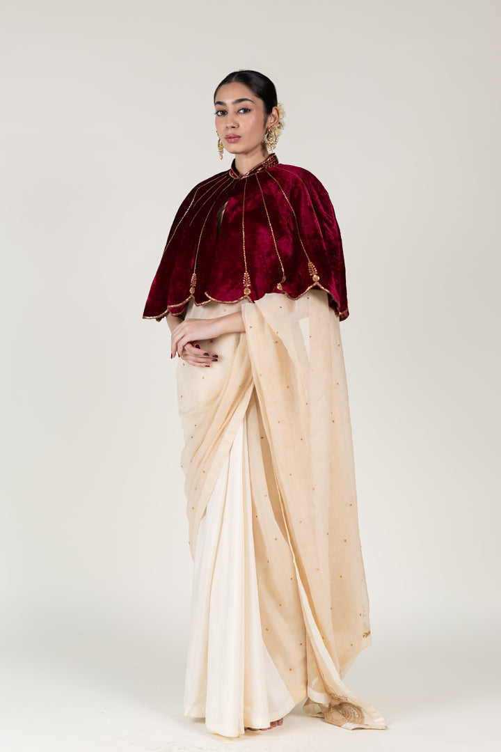 Maroon Nargis Cape