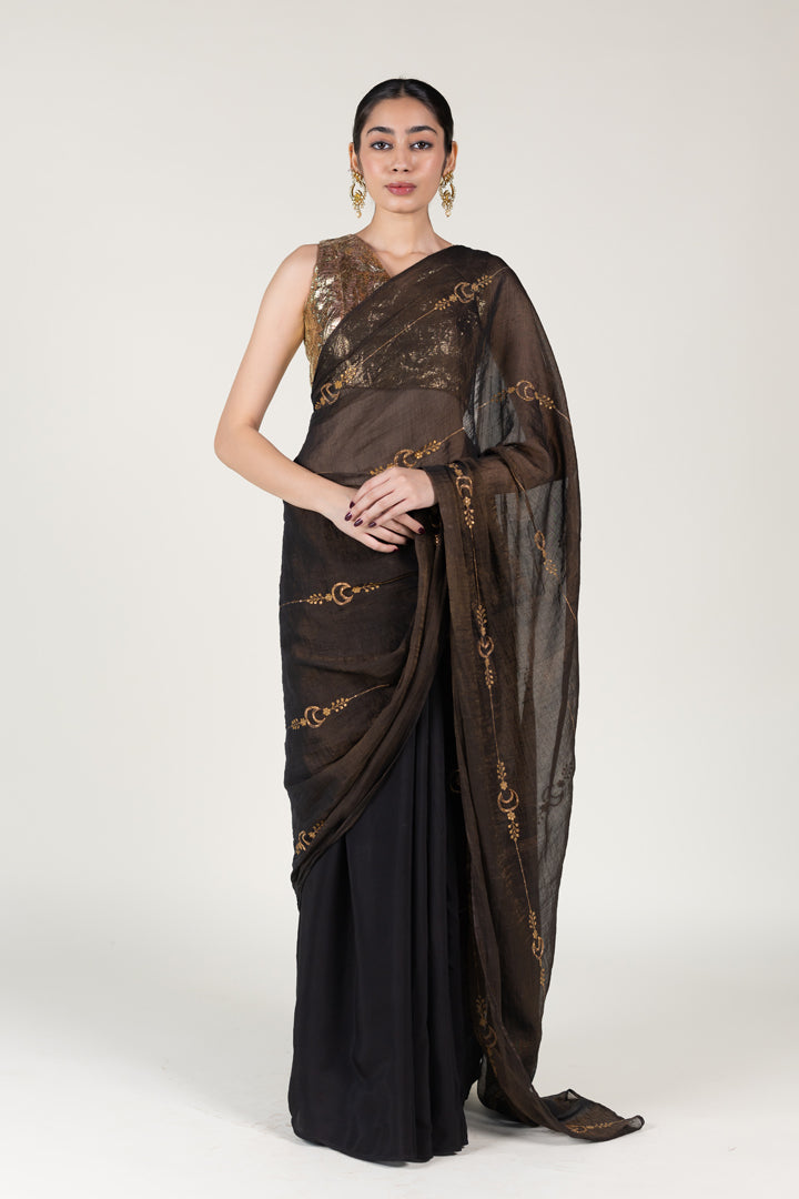 Black Mahira Saree With Blouse