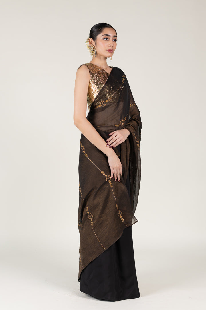 Black Mahira Saree With Blouse