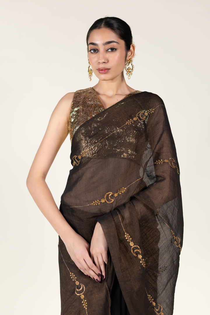 Black Mahira Saree With Blouse