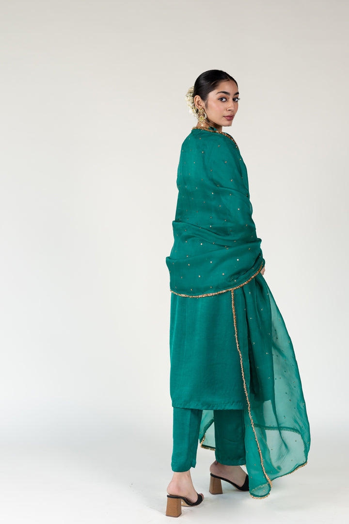 Aqua Green Ambar Kurta With Sitara Odhani