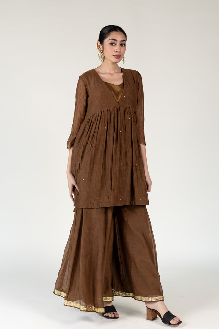 Brown Ruhma Sharara Set