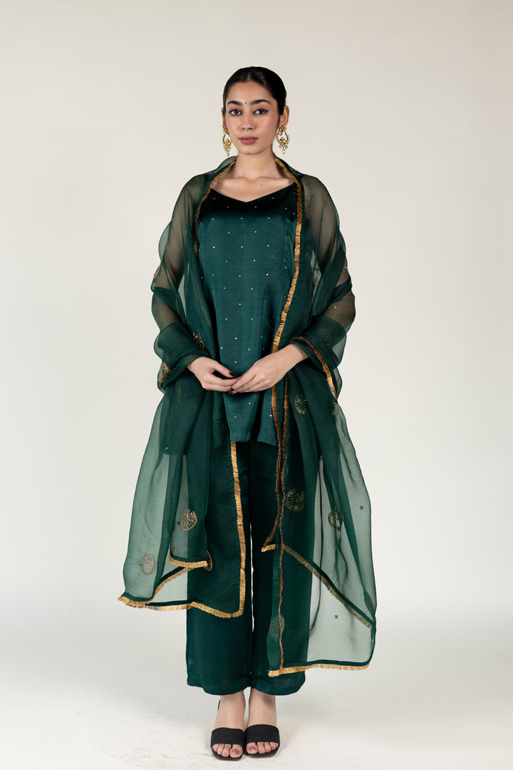 Emerald Roshni Kurta With Chaand Odhani