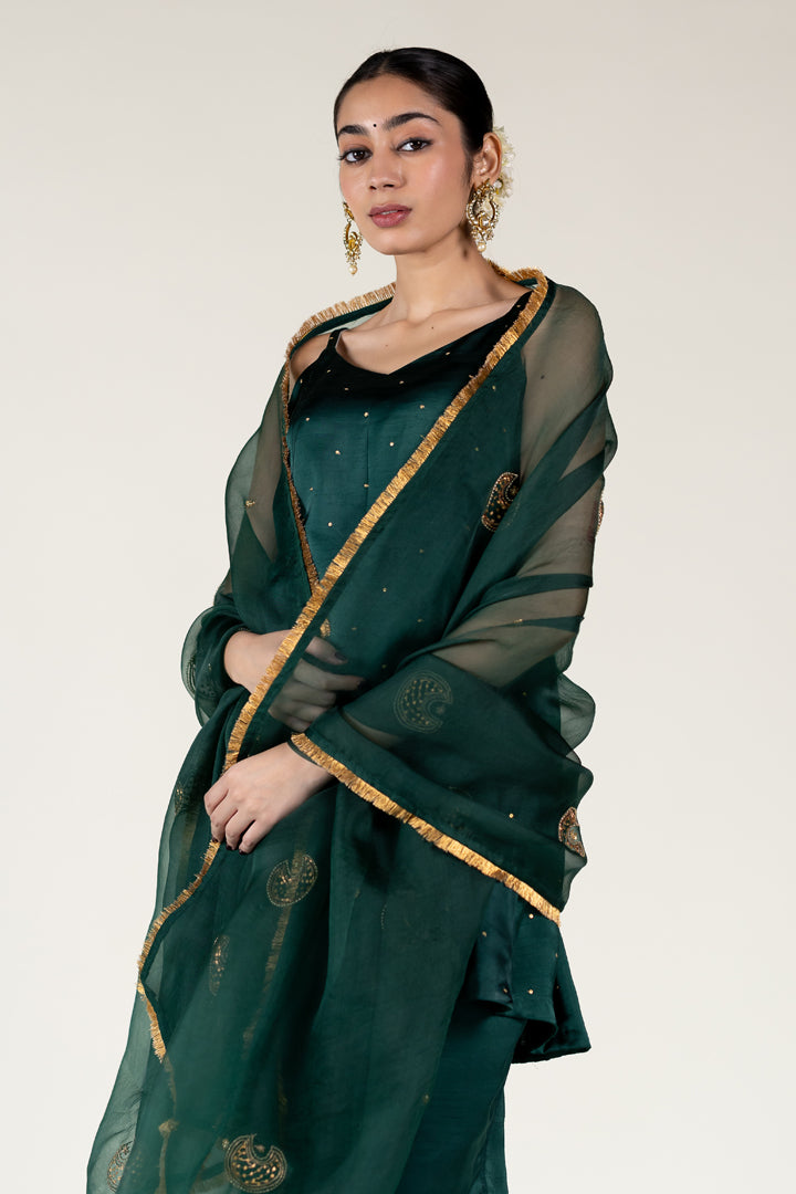 Emerald Roshni Kurta With Chaand Odhani