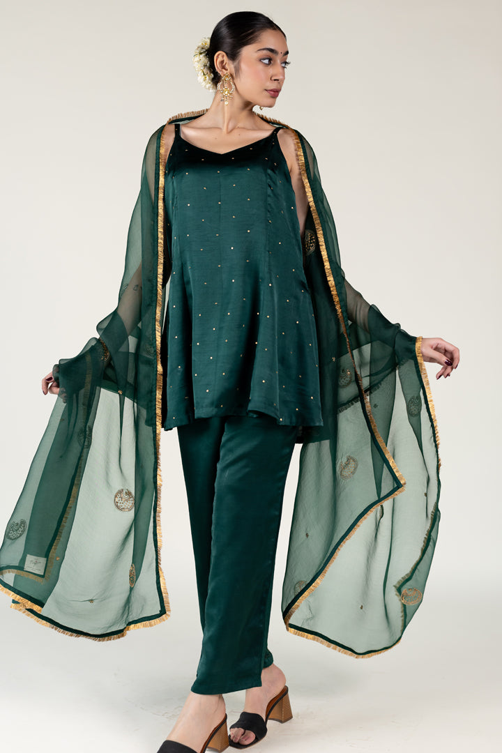 Emerald Roshni Kurta With Chaand Odhani