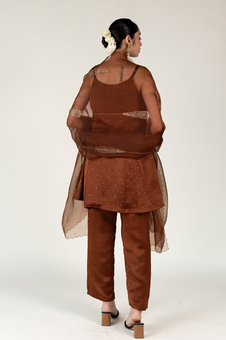 Brown Roshni Kurta with Shama Odhani