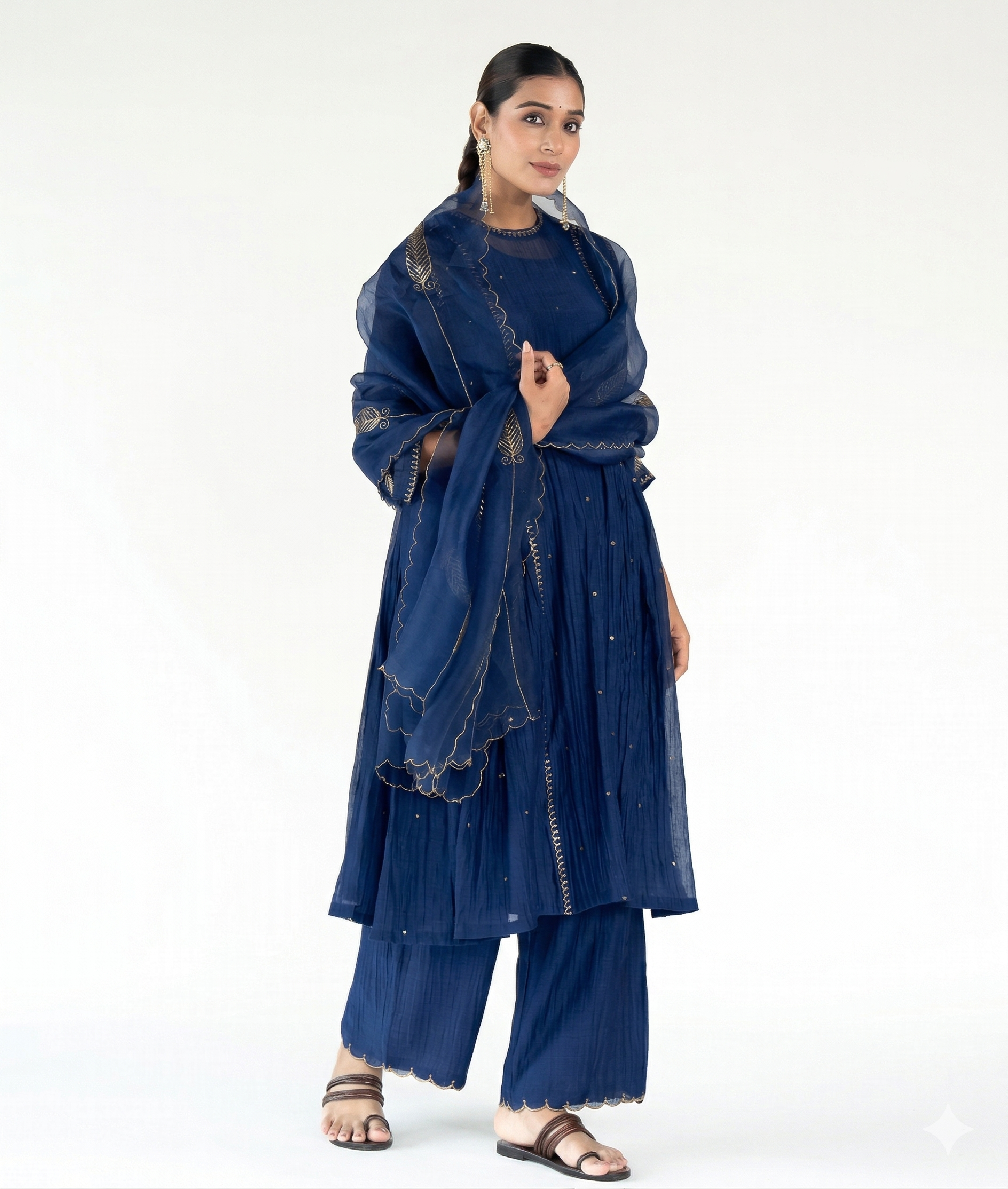 Rani Pink Baadal Kurta (set of 3)