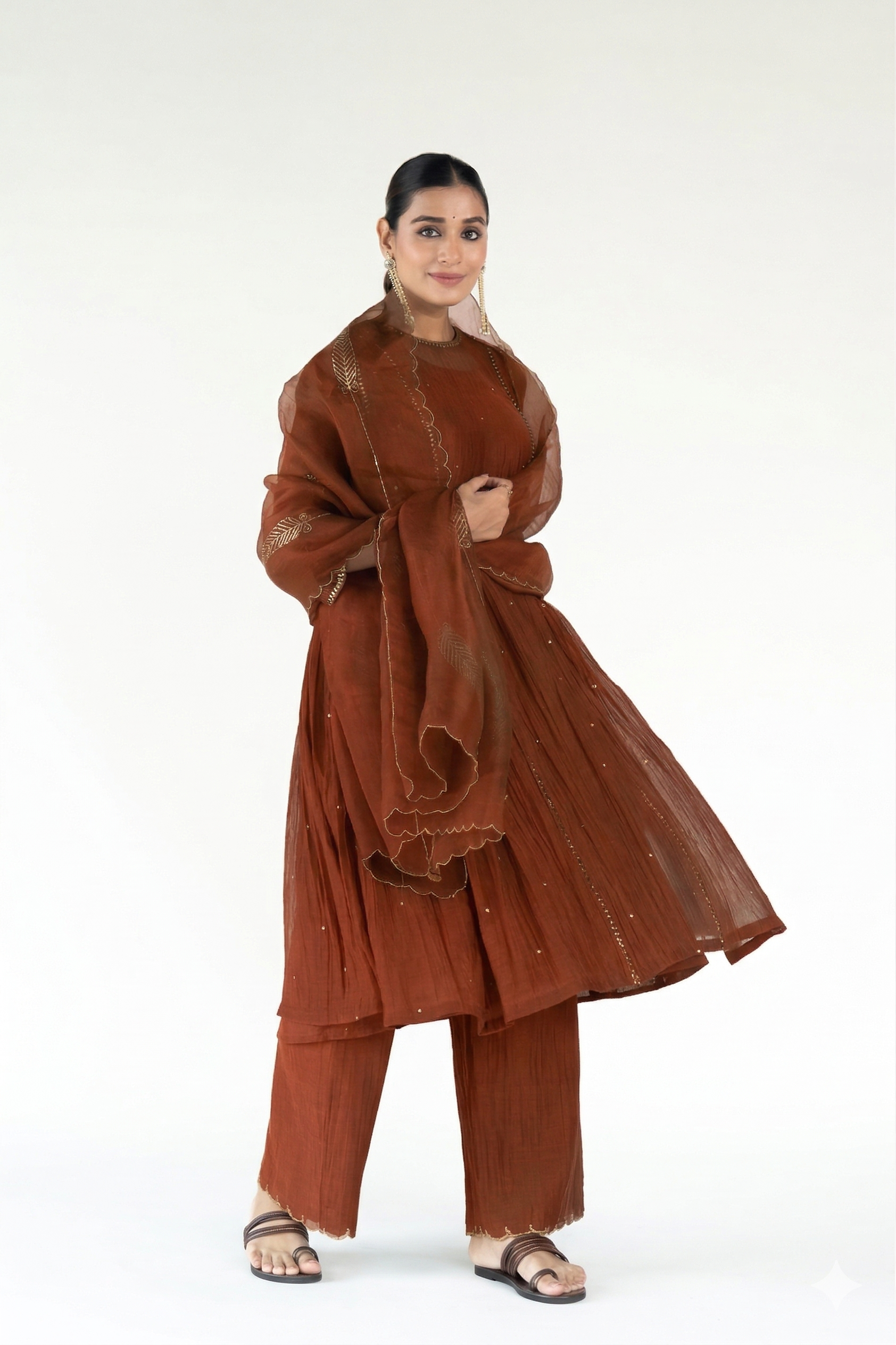 Rani Pink Baadal Kurta (set of 3)