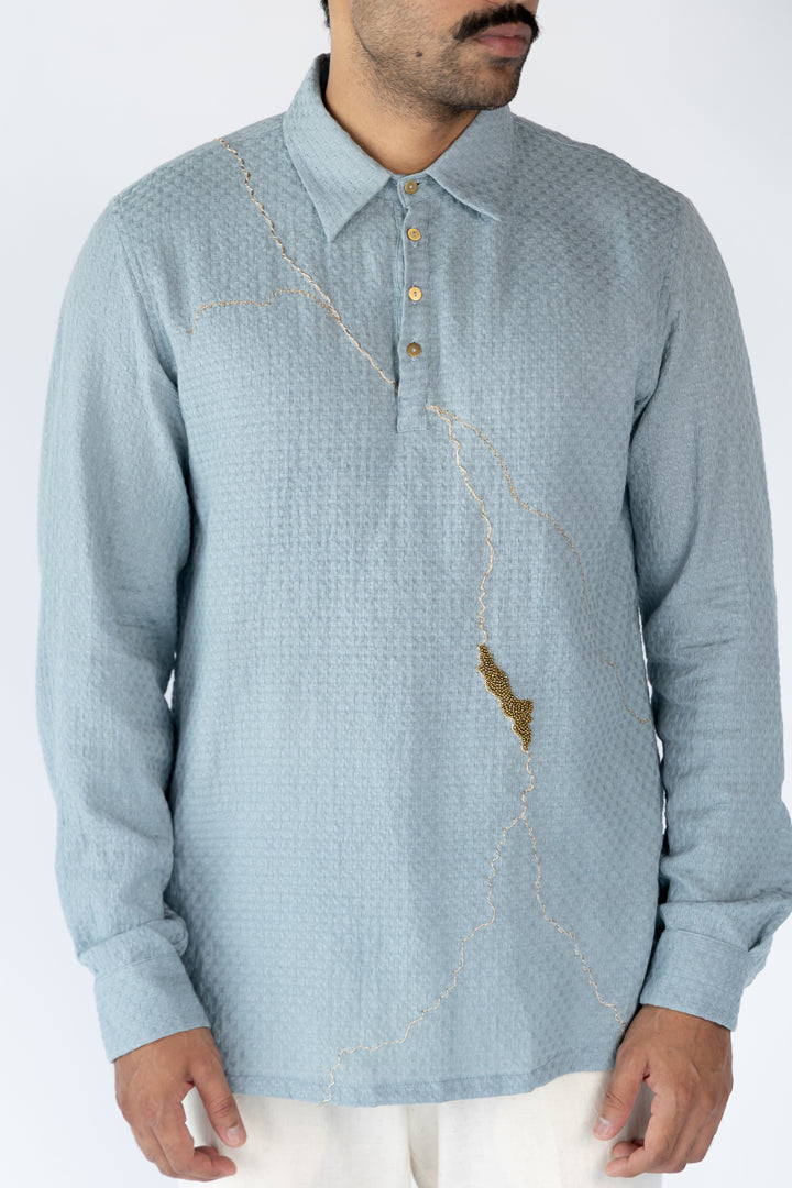 Powder Blue Bara collared shirt