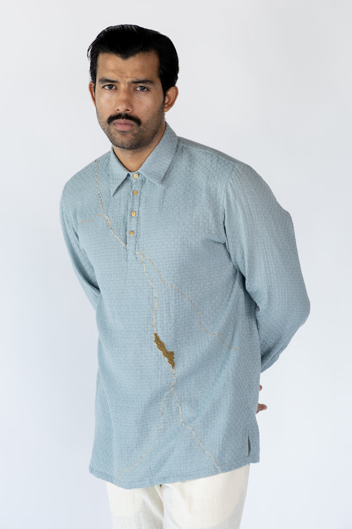 Powder Blue Bara collared shirt