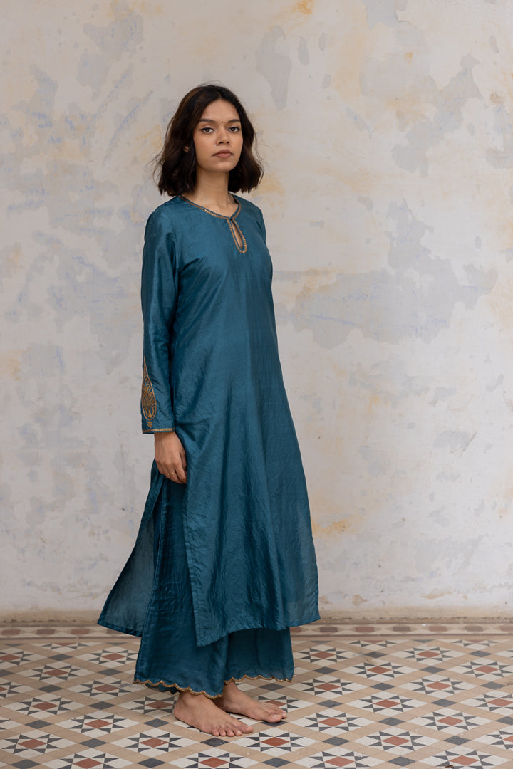 Teal Kashi Kurta Set