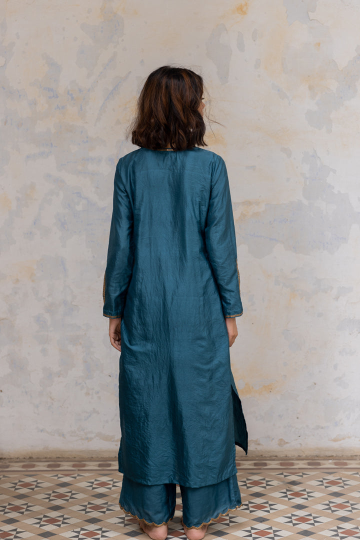 Teal Kashi Kurta Set