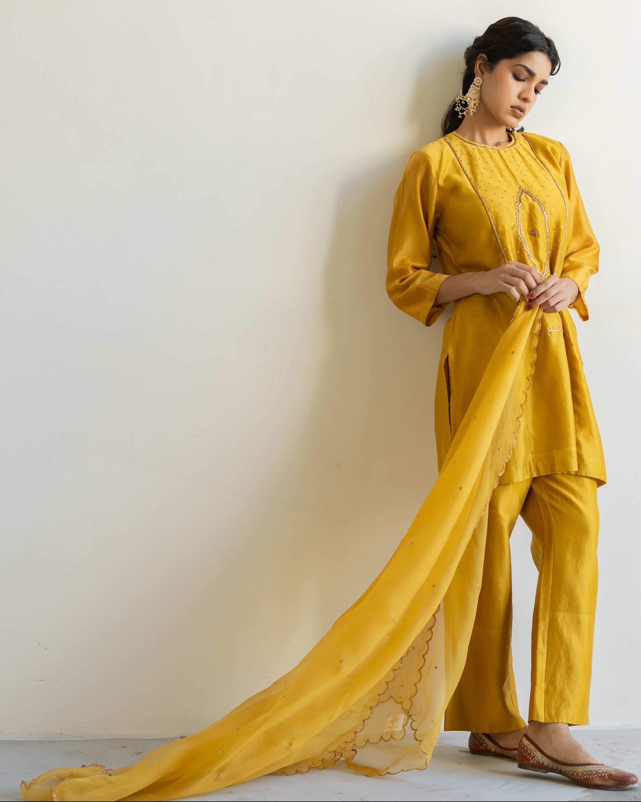 Yellow Naaz kurta with Sitara Odhani