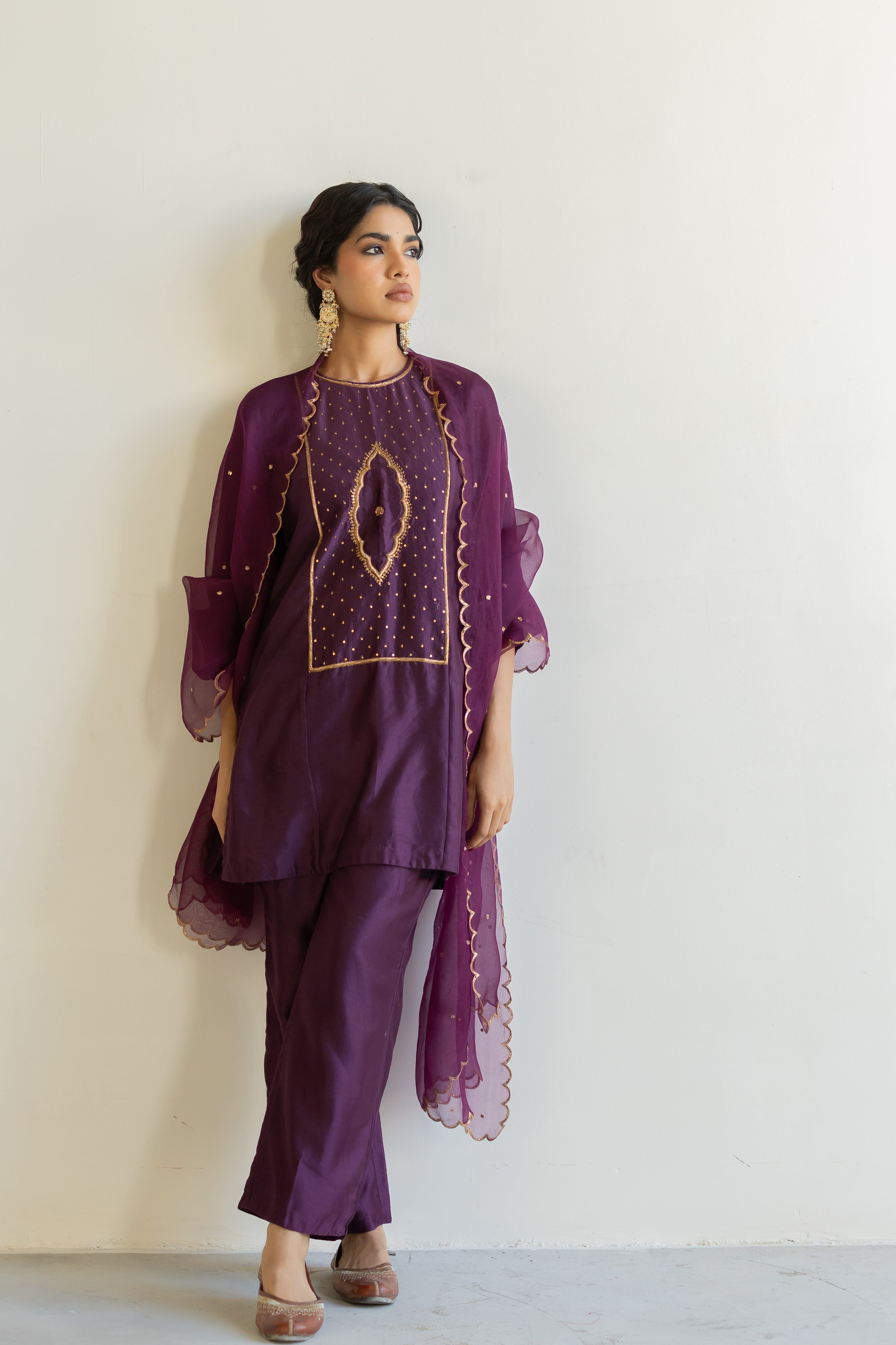 Aubergine Naaz kurta with Sitara odhani