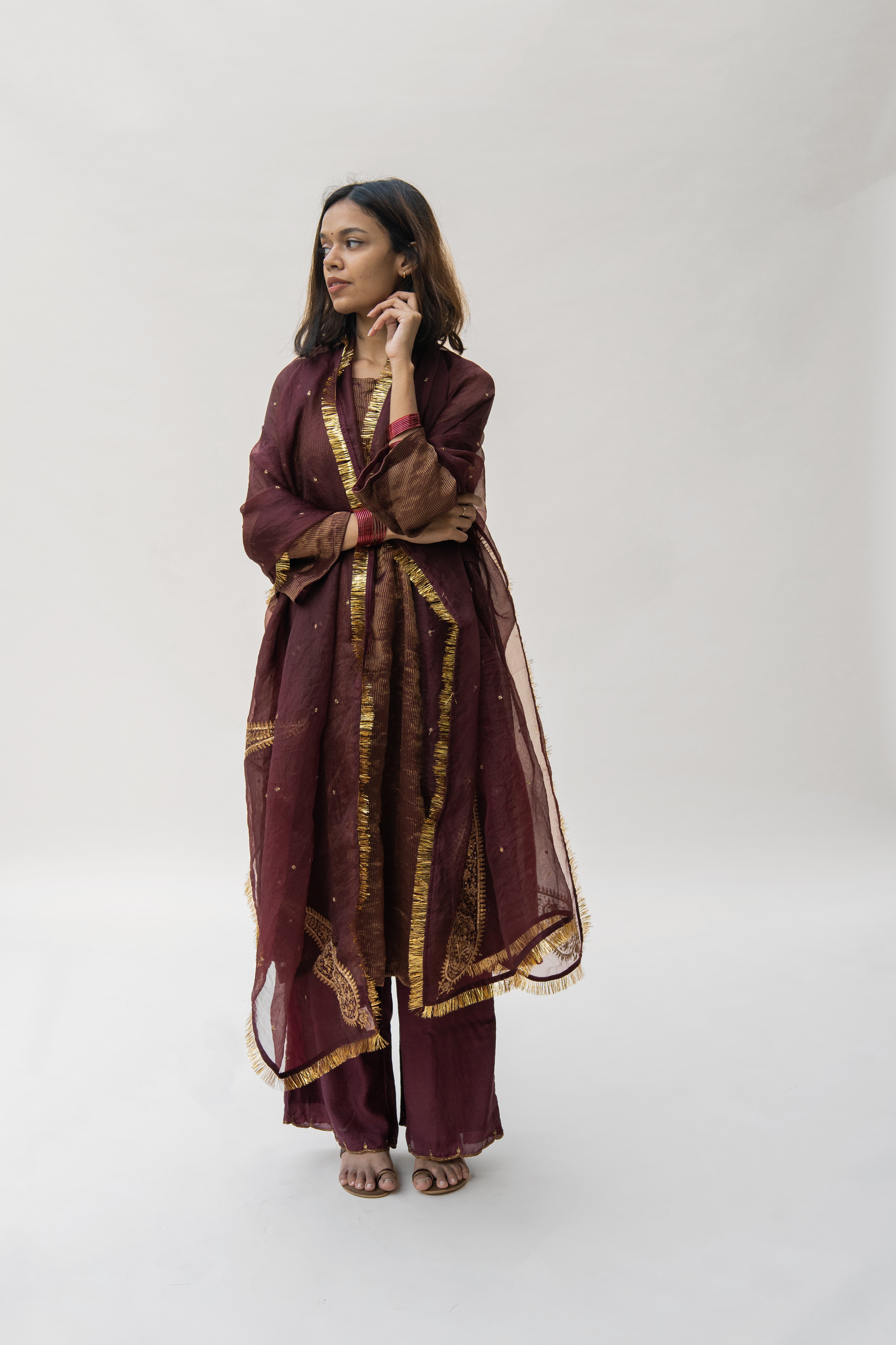 Maroon Hazrat Kurta Set (set of 2)