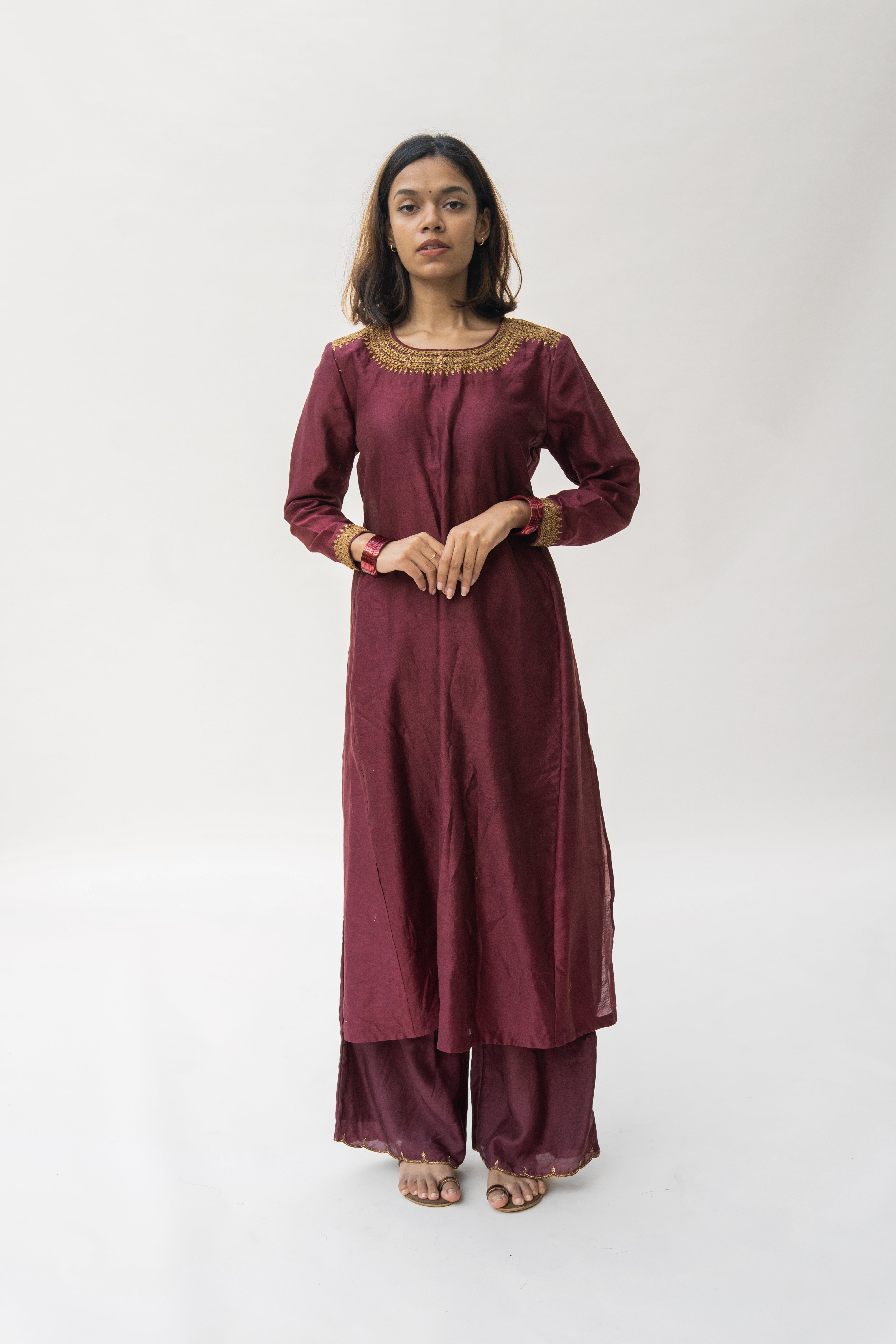 Maroon Zeenat Kurta  (set of 2)