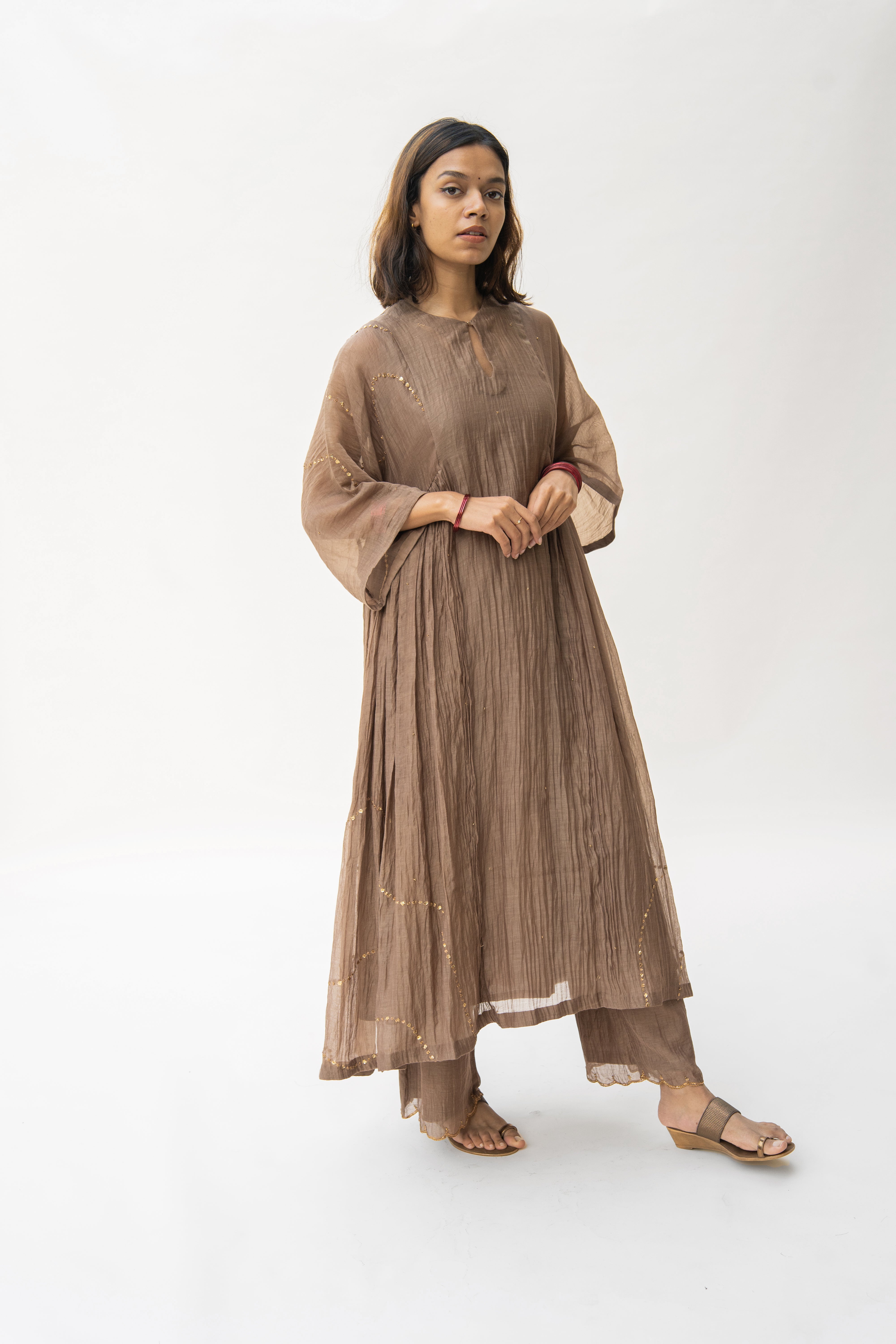 Vintage Brown Shabnam Kurta And Izaar (Set of 2)