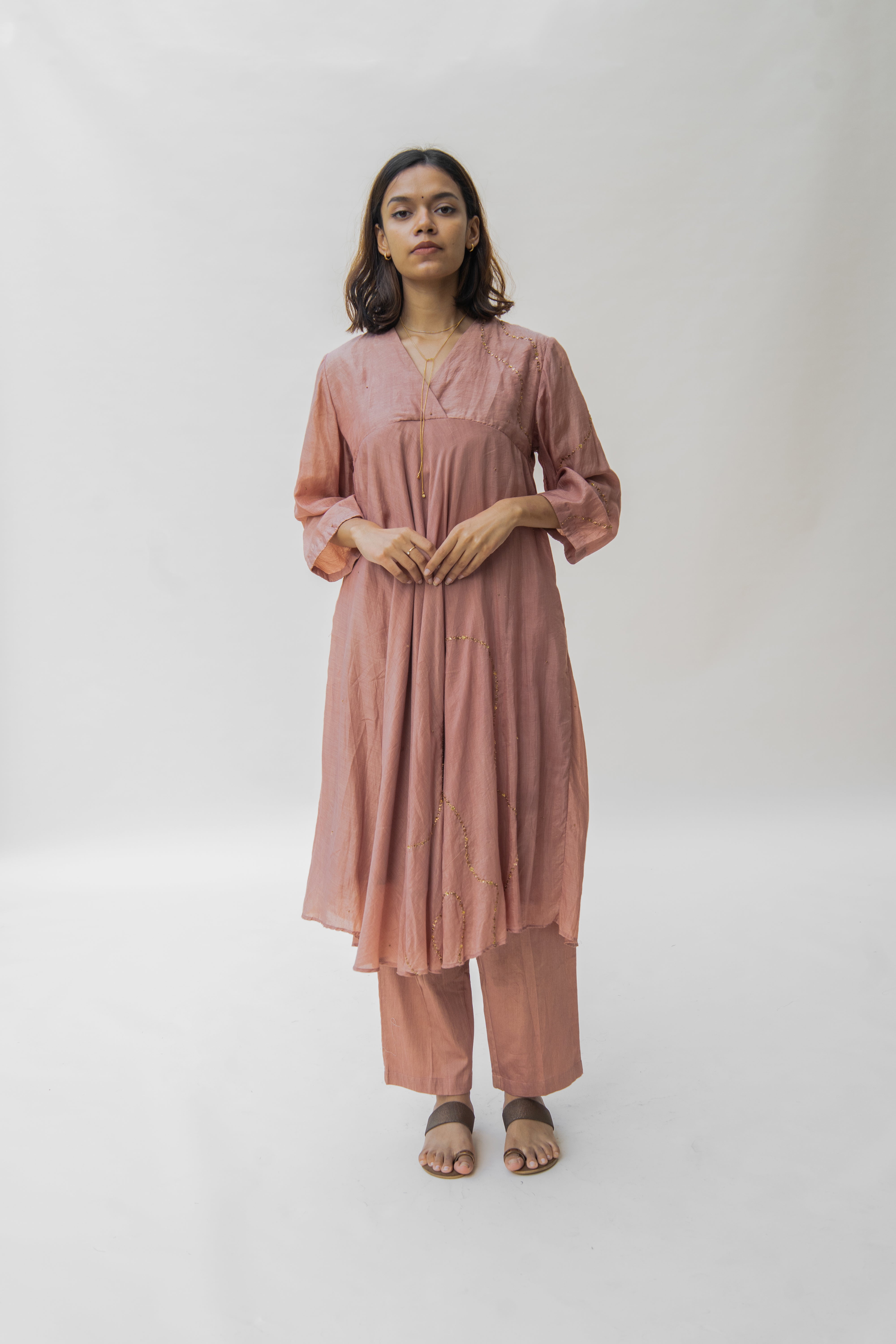 Old Rose Maheem Kurta (Set of 2)