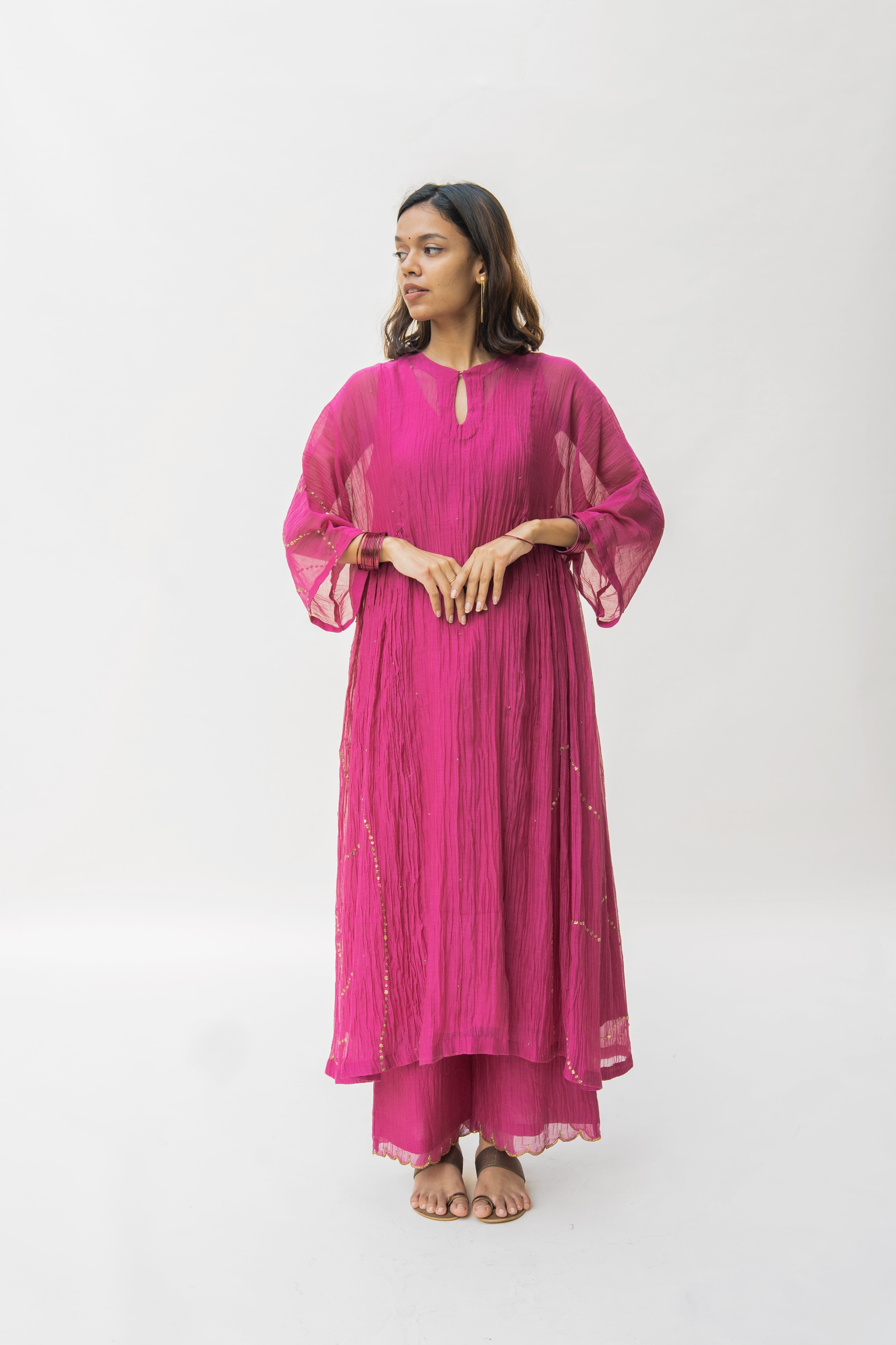 Magenta Shabnam Kurta And Izaar (Set of 2)