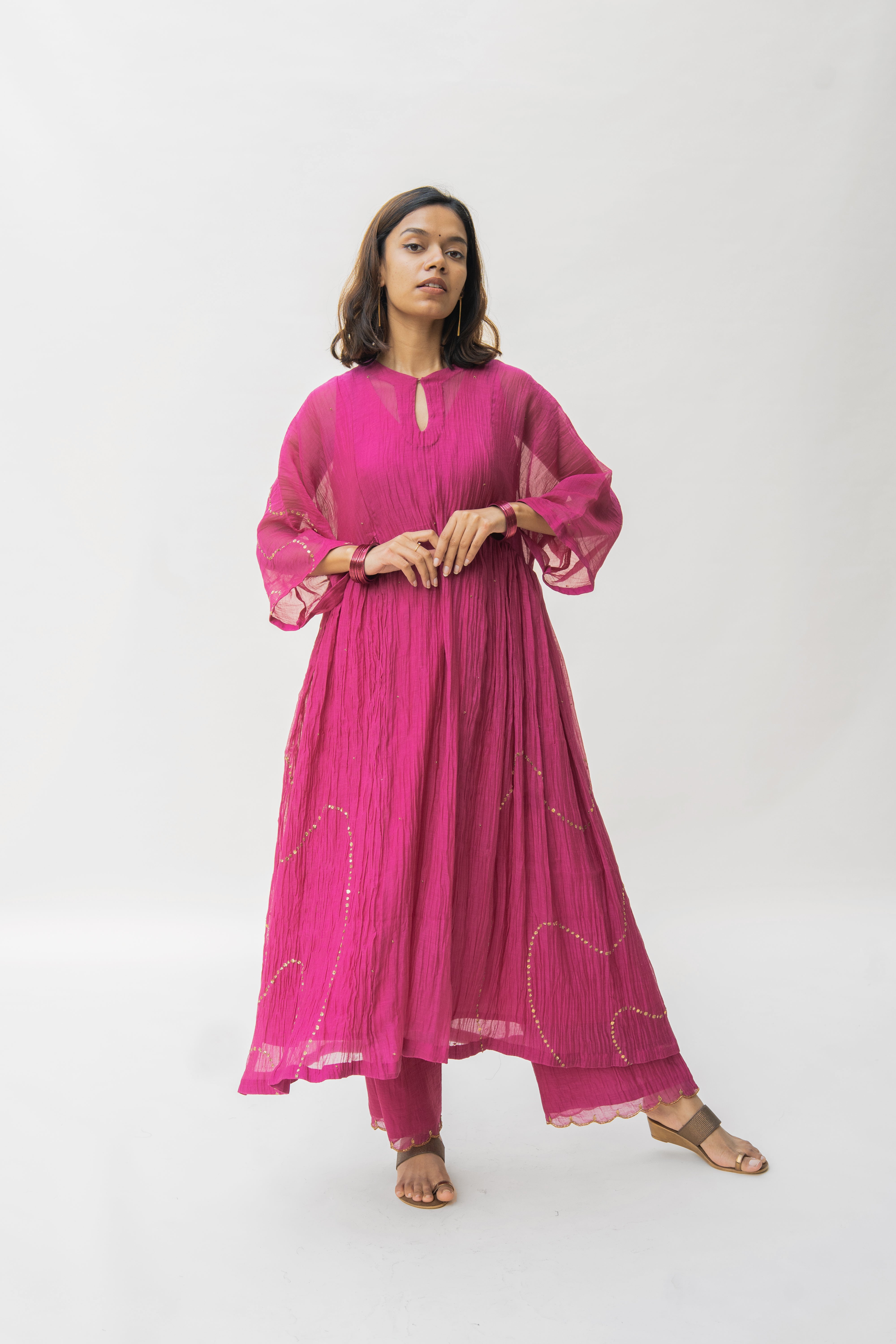 Magenta Shabnam Kurta And Izaar (Set of 2)