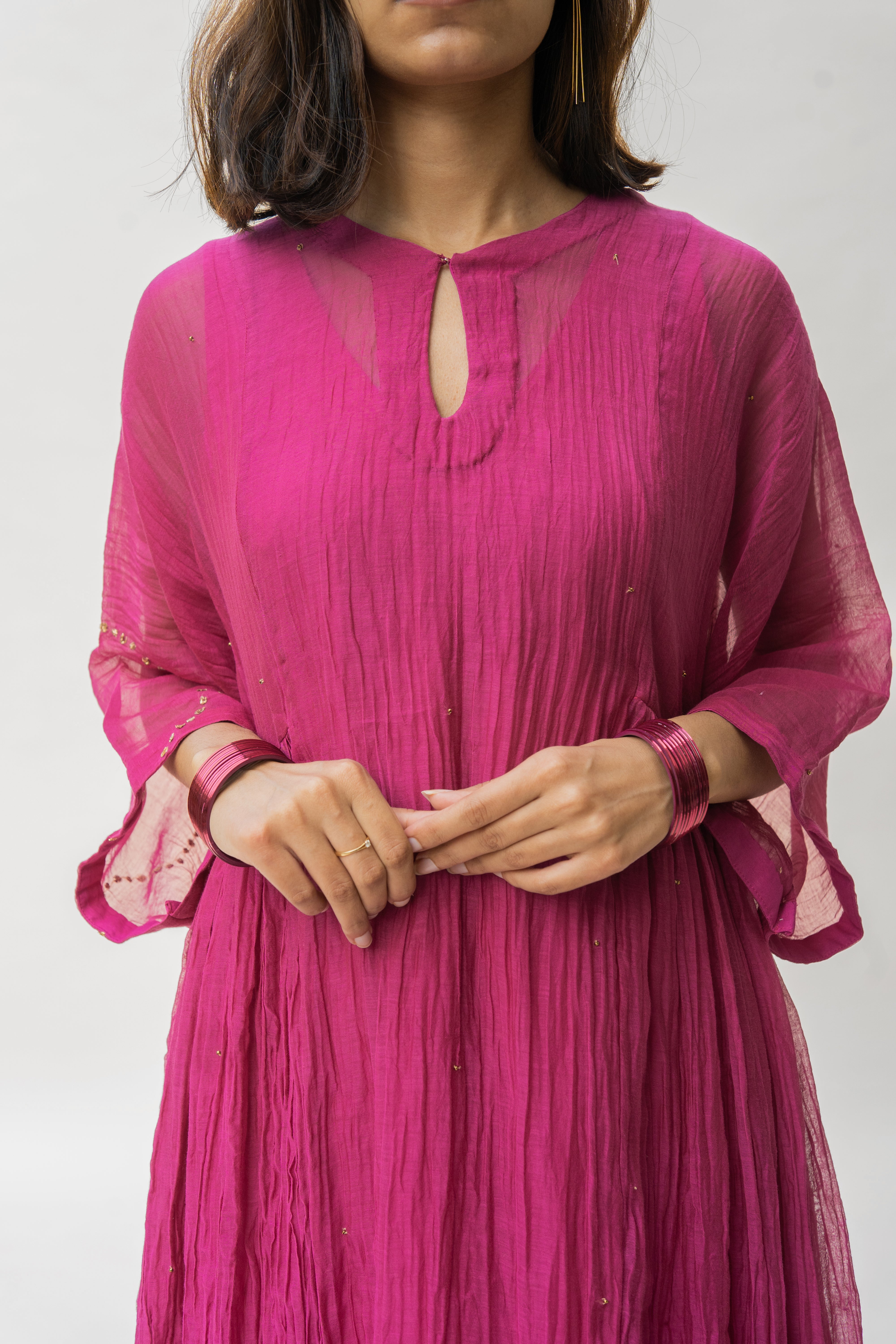 Magenta Shabnam Kurta And Izaar (Set of 2)