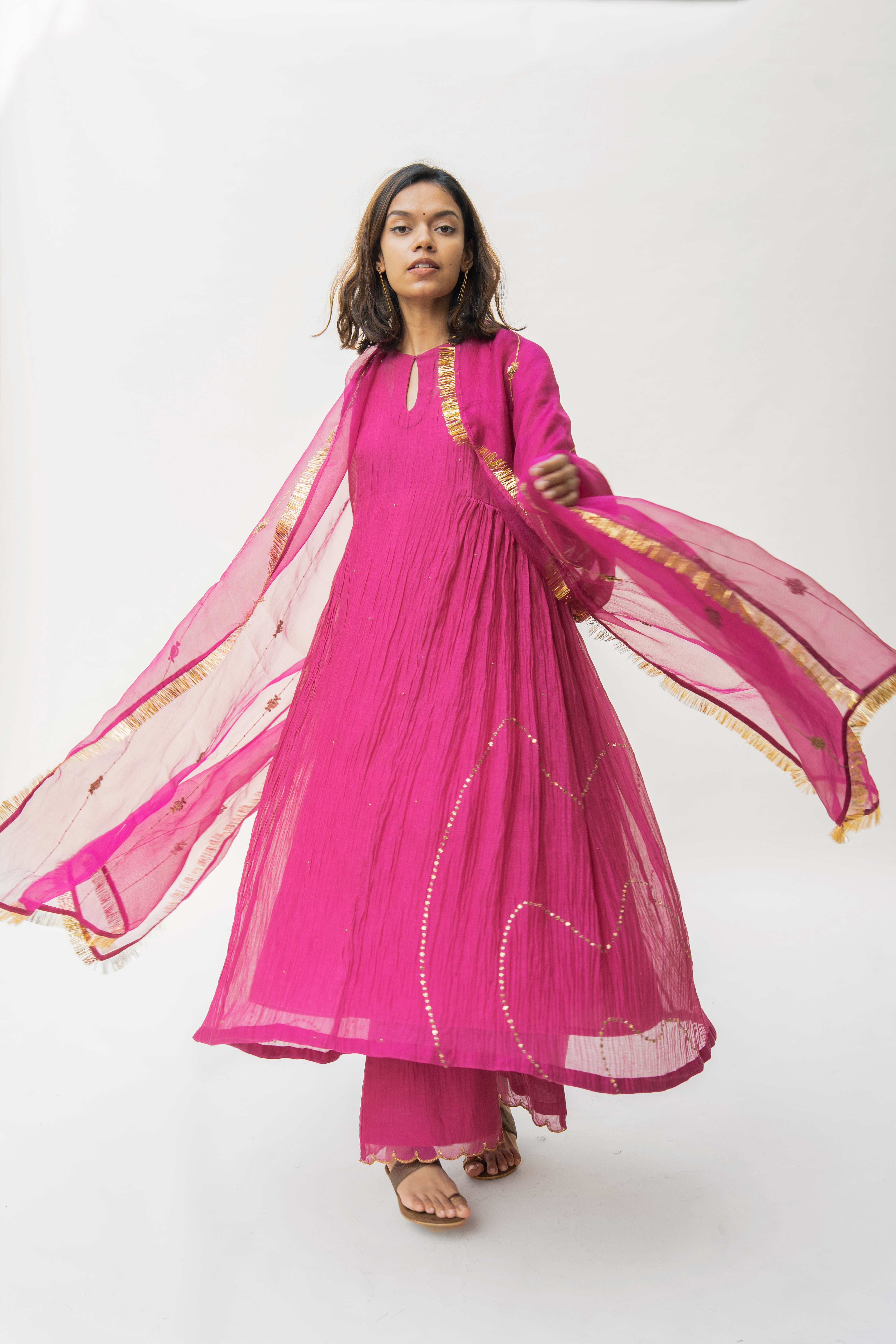 Magenta Shabnam Kurta And Izaar (Set of 2)