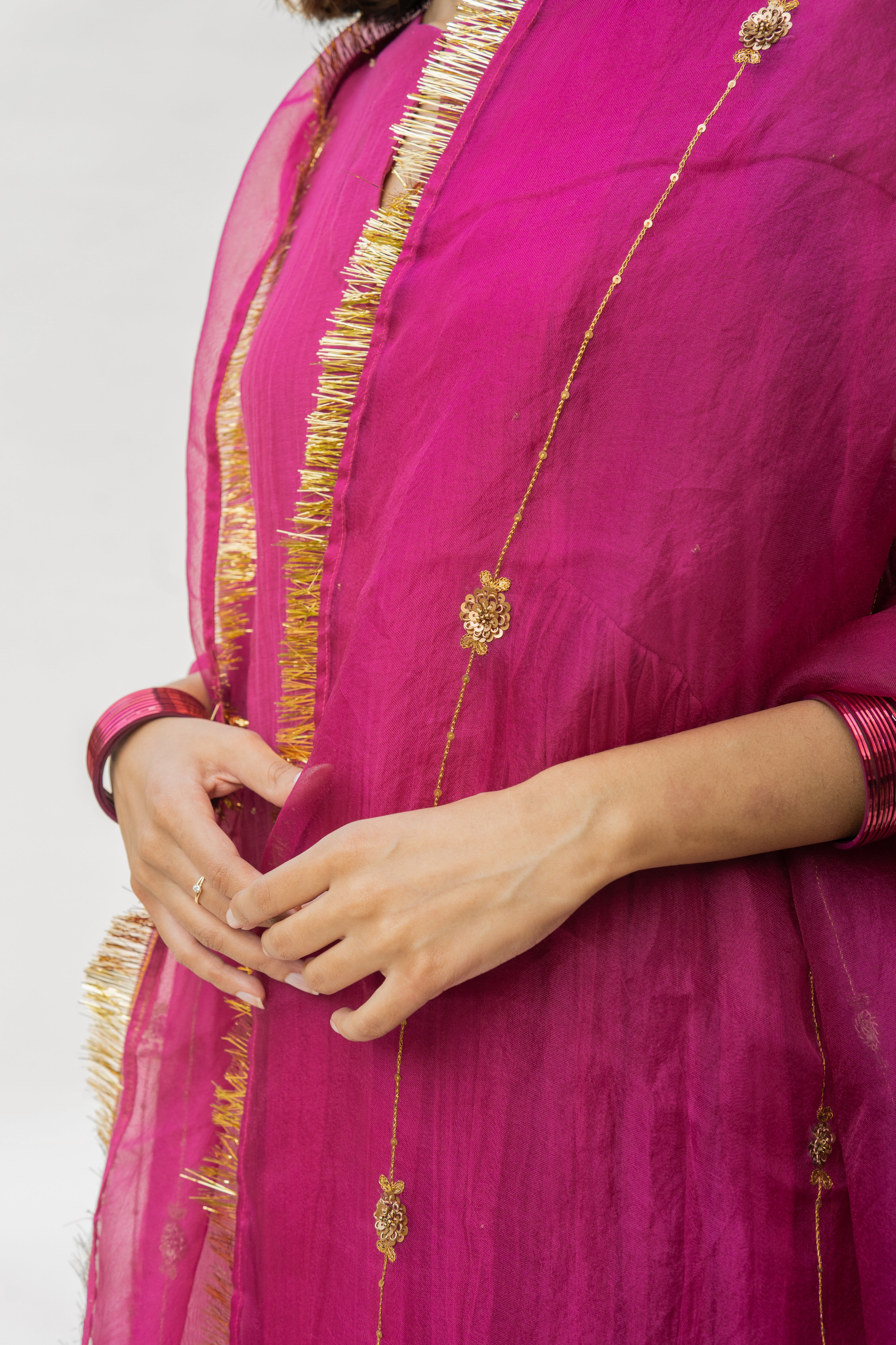 Magenta Shabnam Kurta And Izaar (Set of 2)