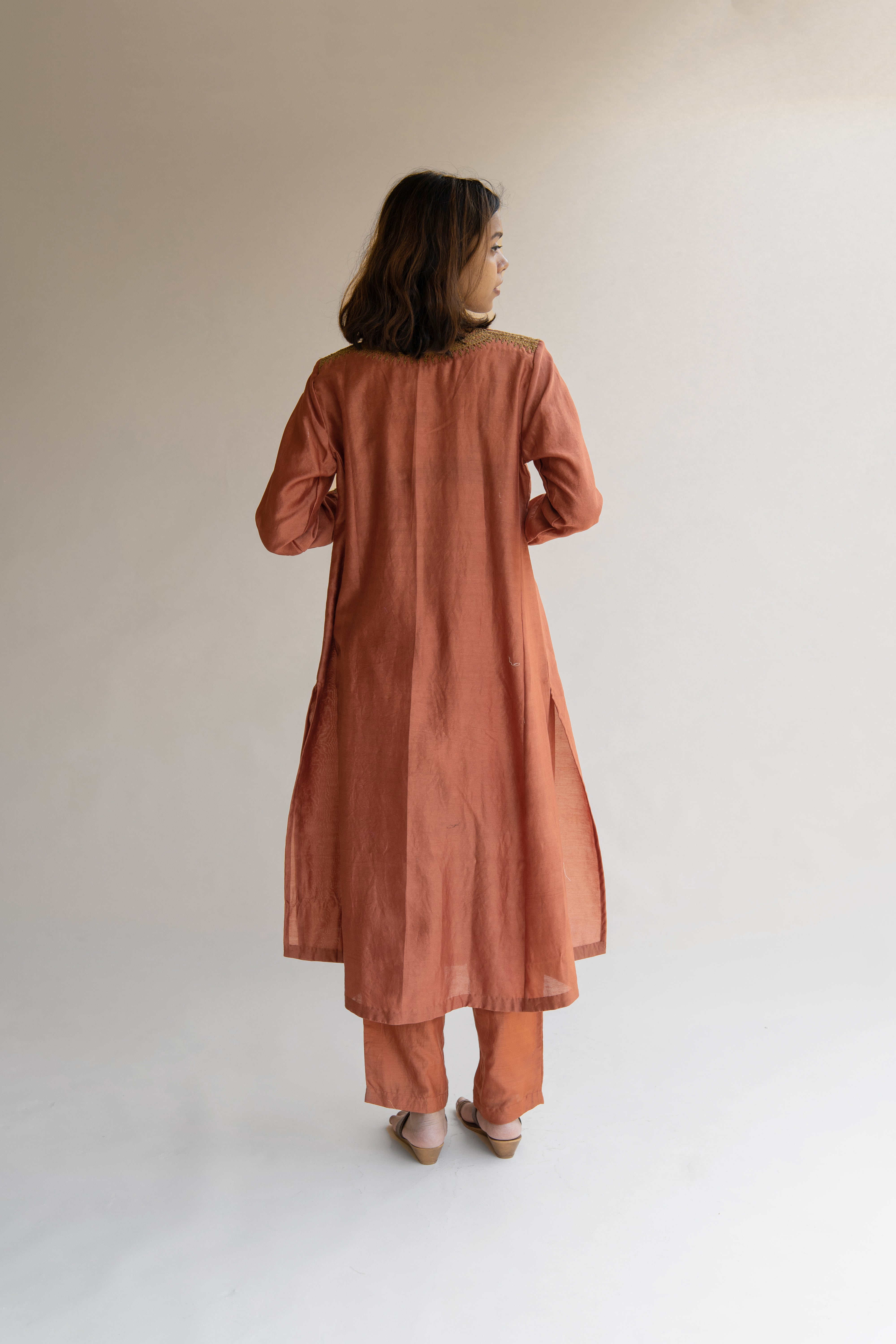 Rust Zeenat Kurta (set of 2)