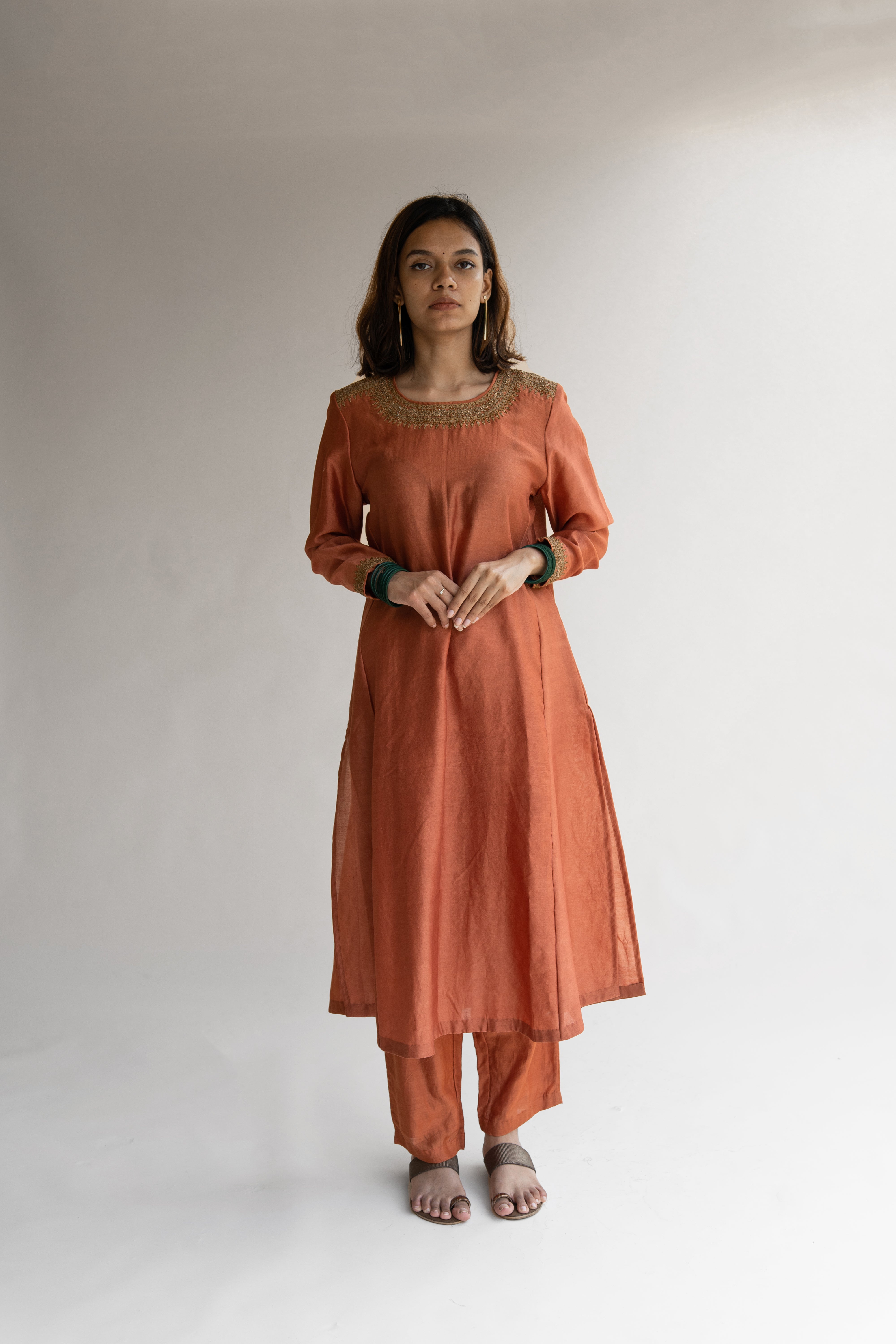 Rust Zeenat Kurta (set of 2)