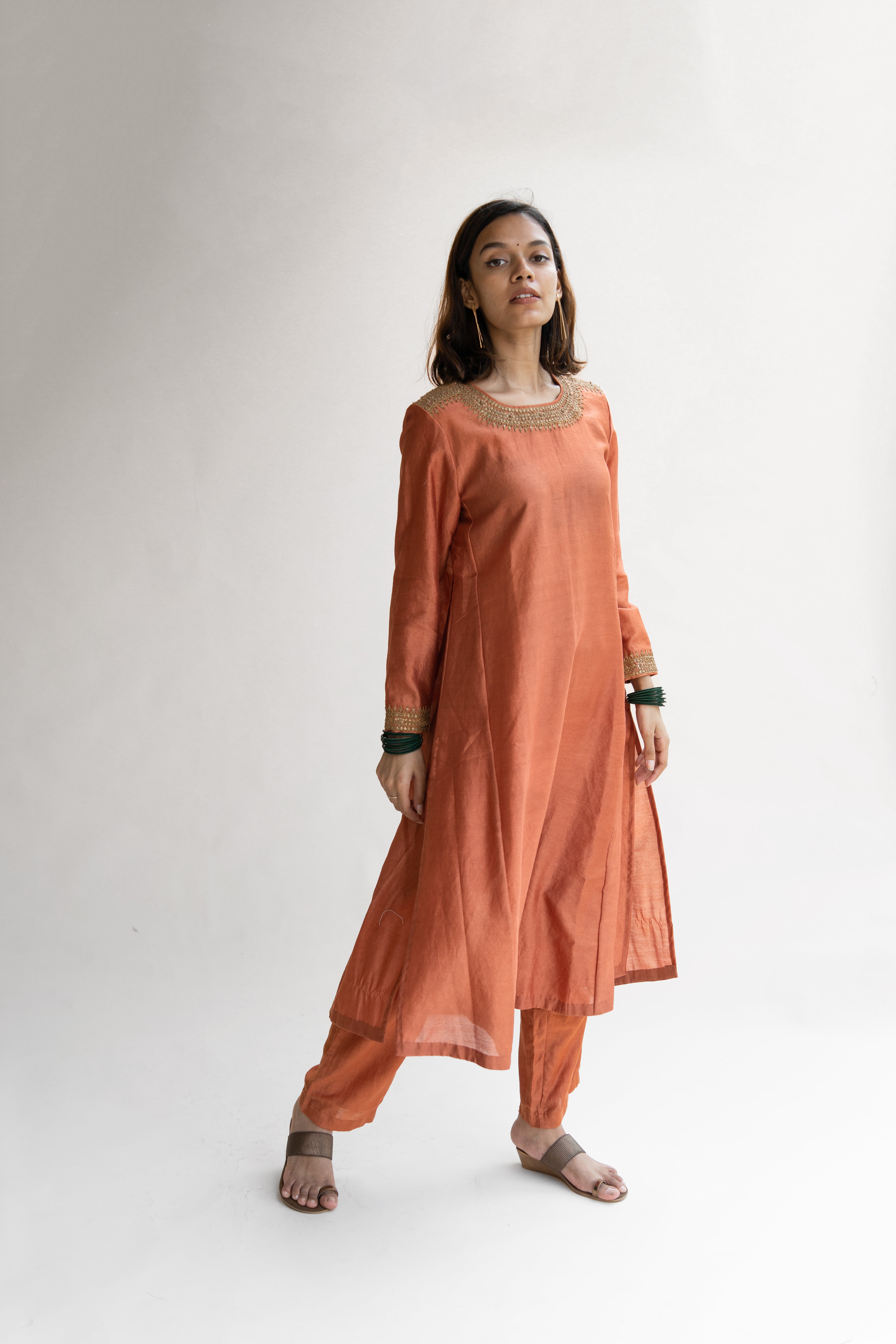 Rust Zeenat Kurta (set of 2)