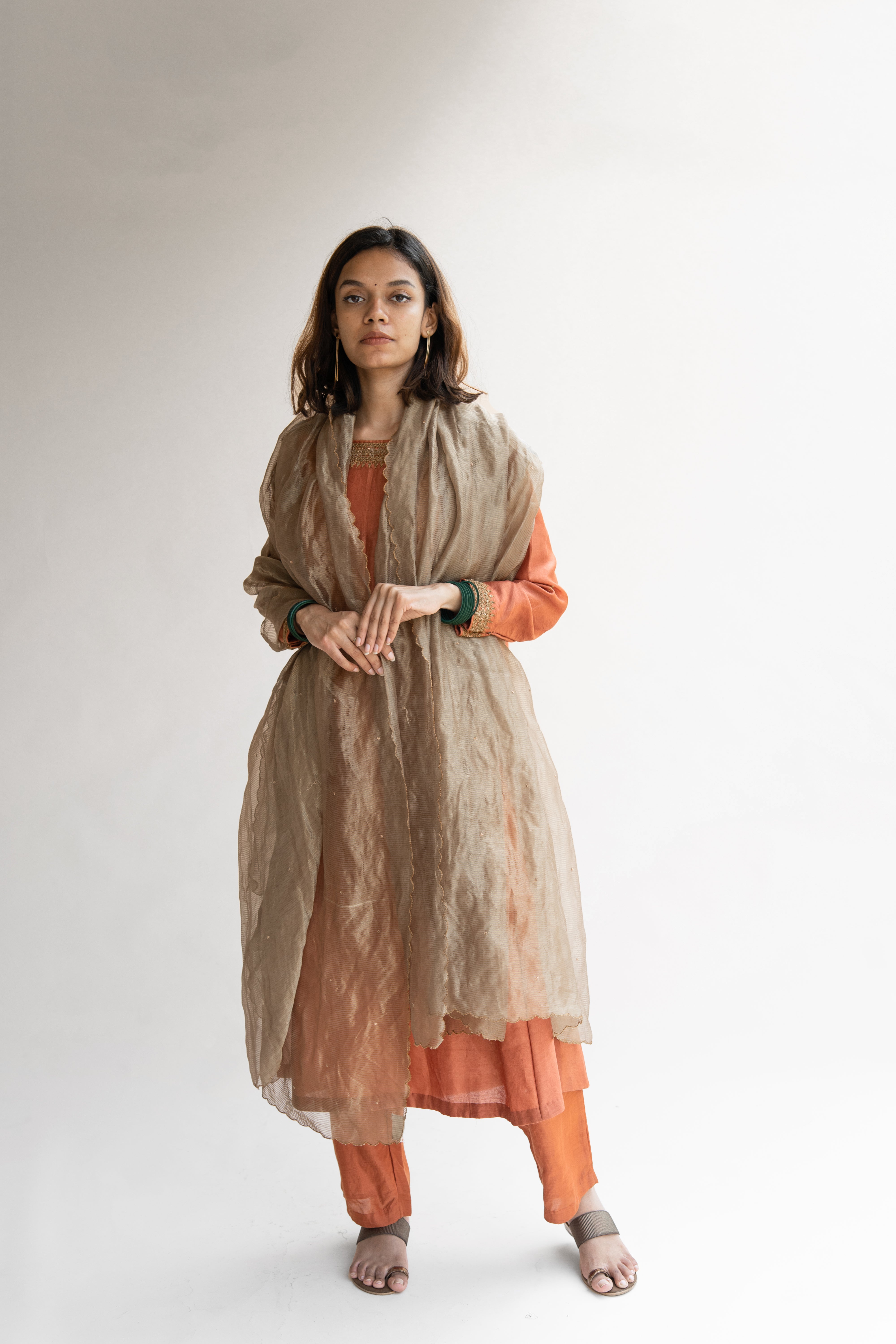 Rust Zeenat Kurta (set of 2)