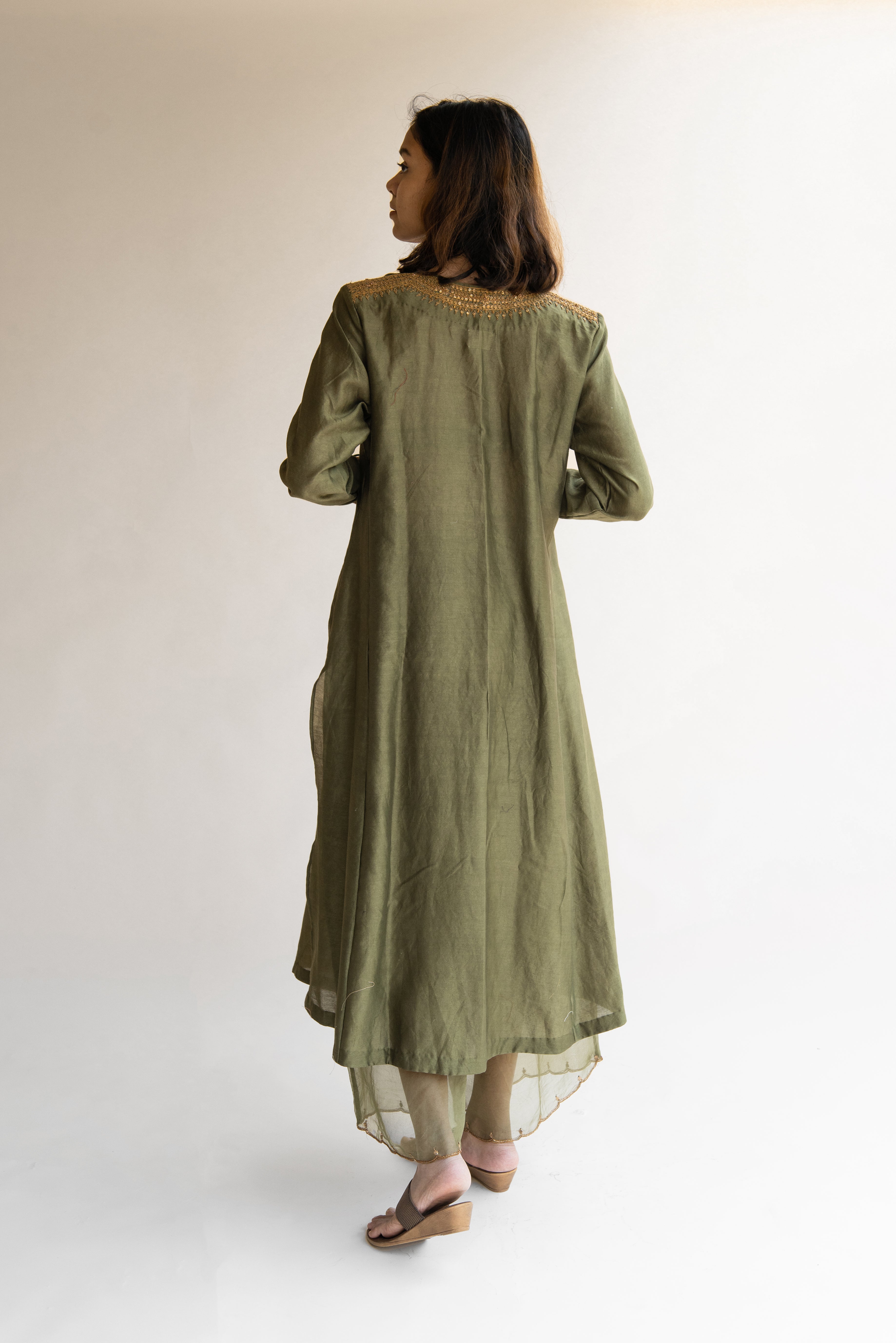 Olive Zeenat Kurta (set of 2)