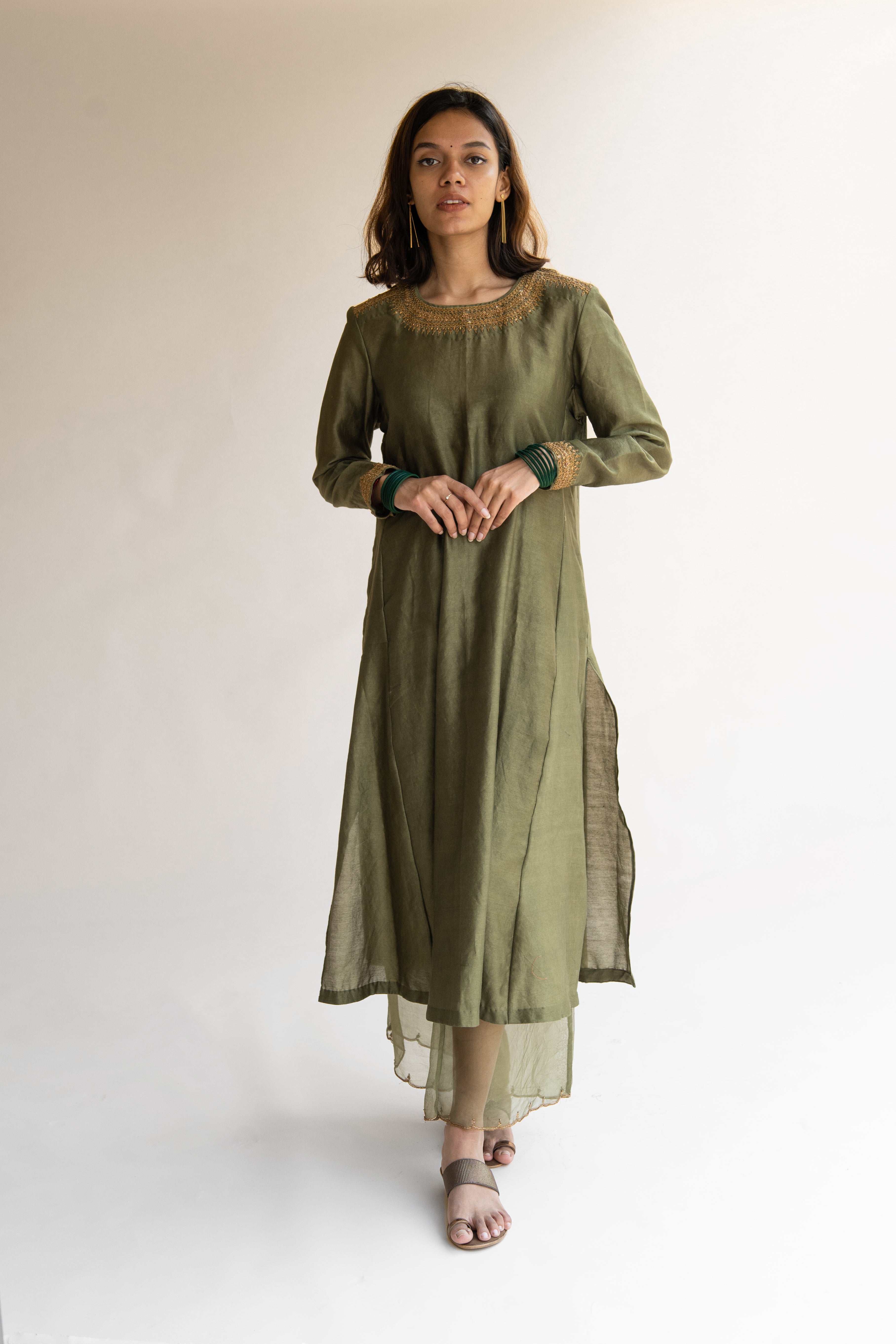 Olive Zeenat Kurta (set of 2)