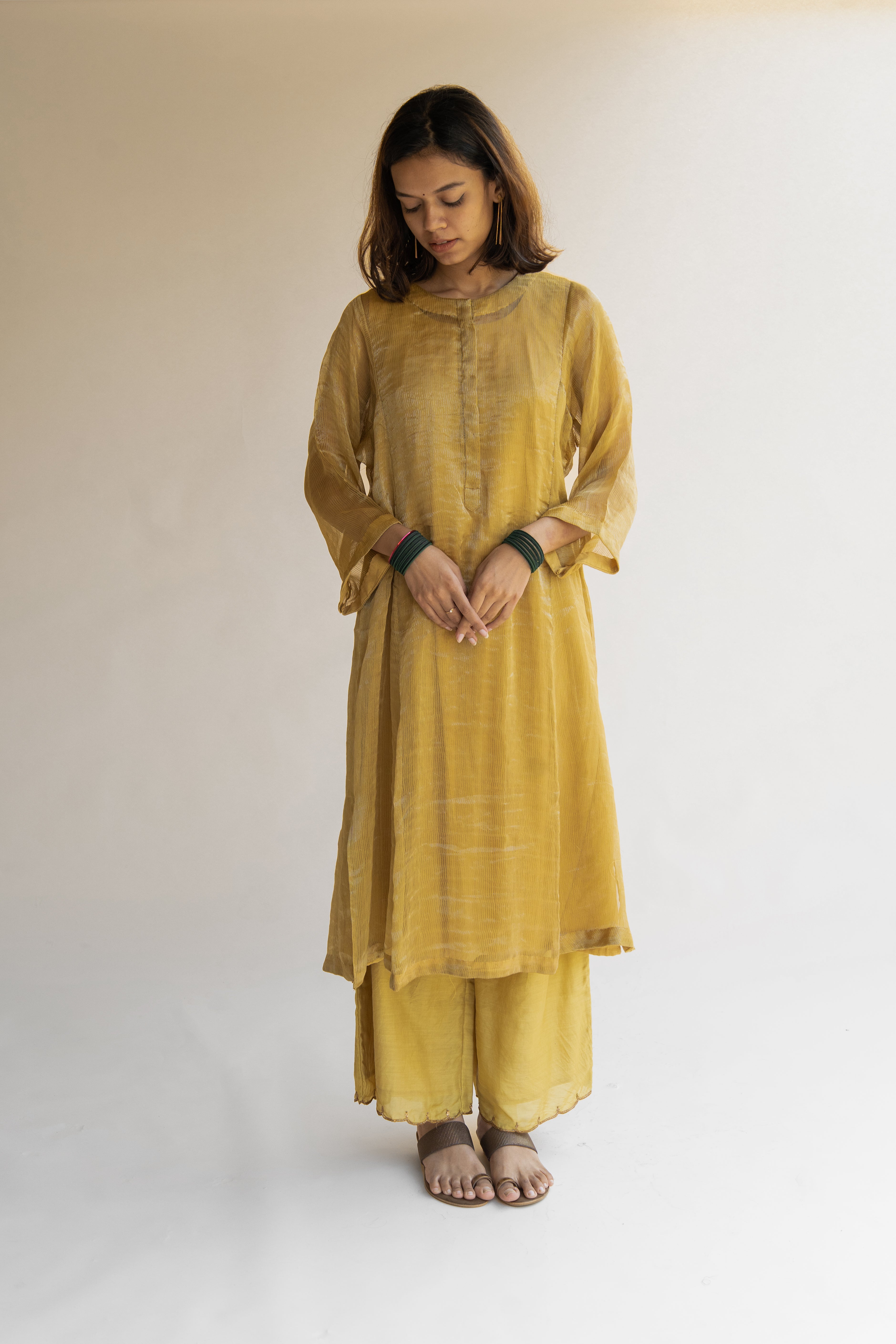 Honey Mustard Hazrat Kurta  (set of 2)