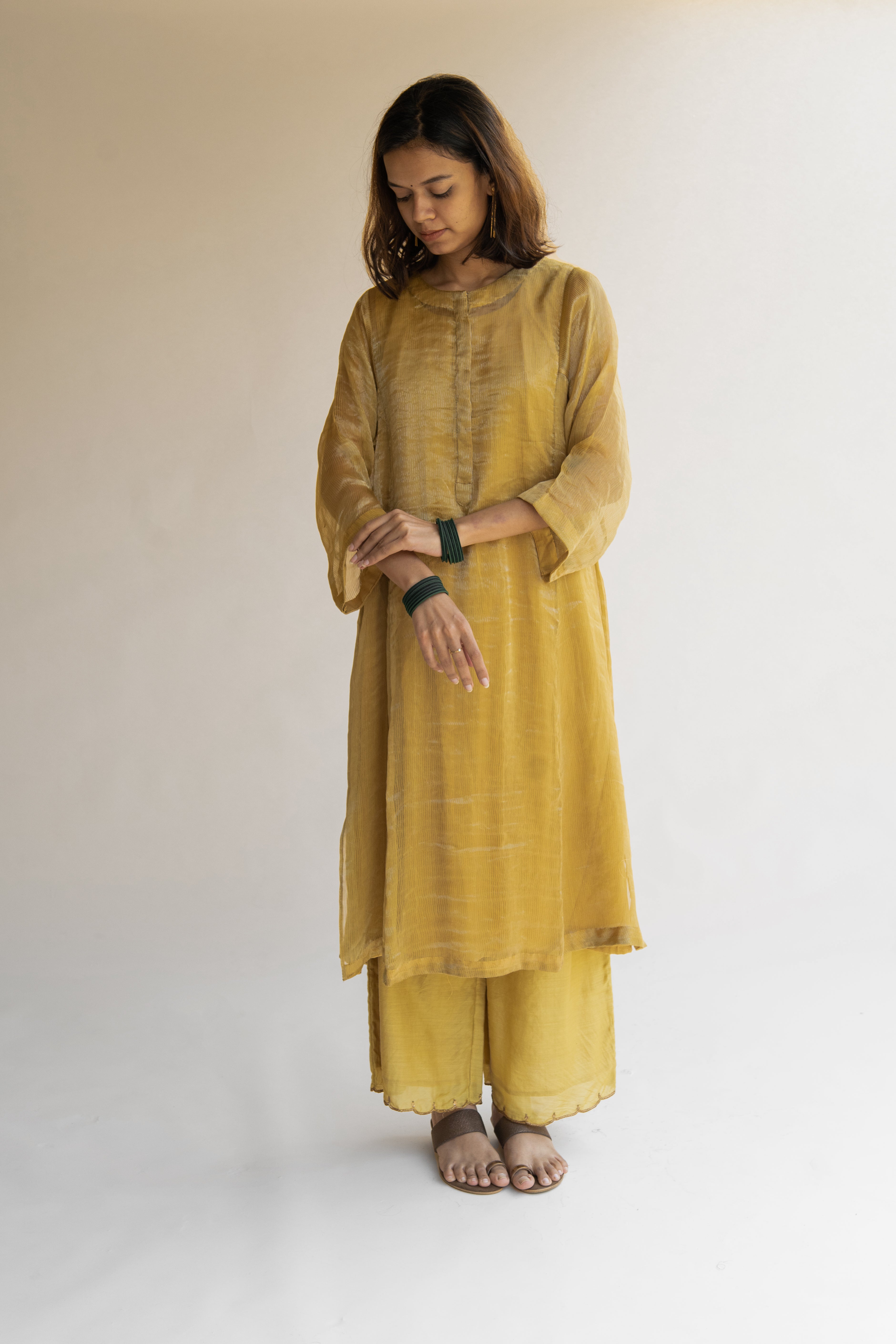 Honey Mustard Hazrat Kurta  (set of 2)