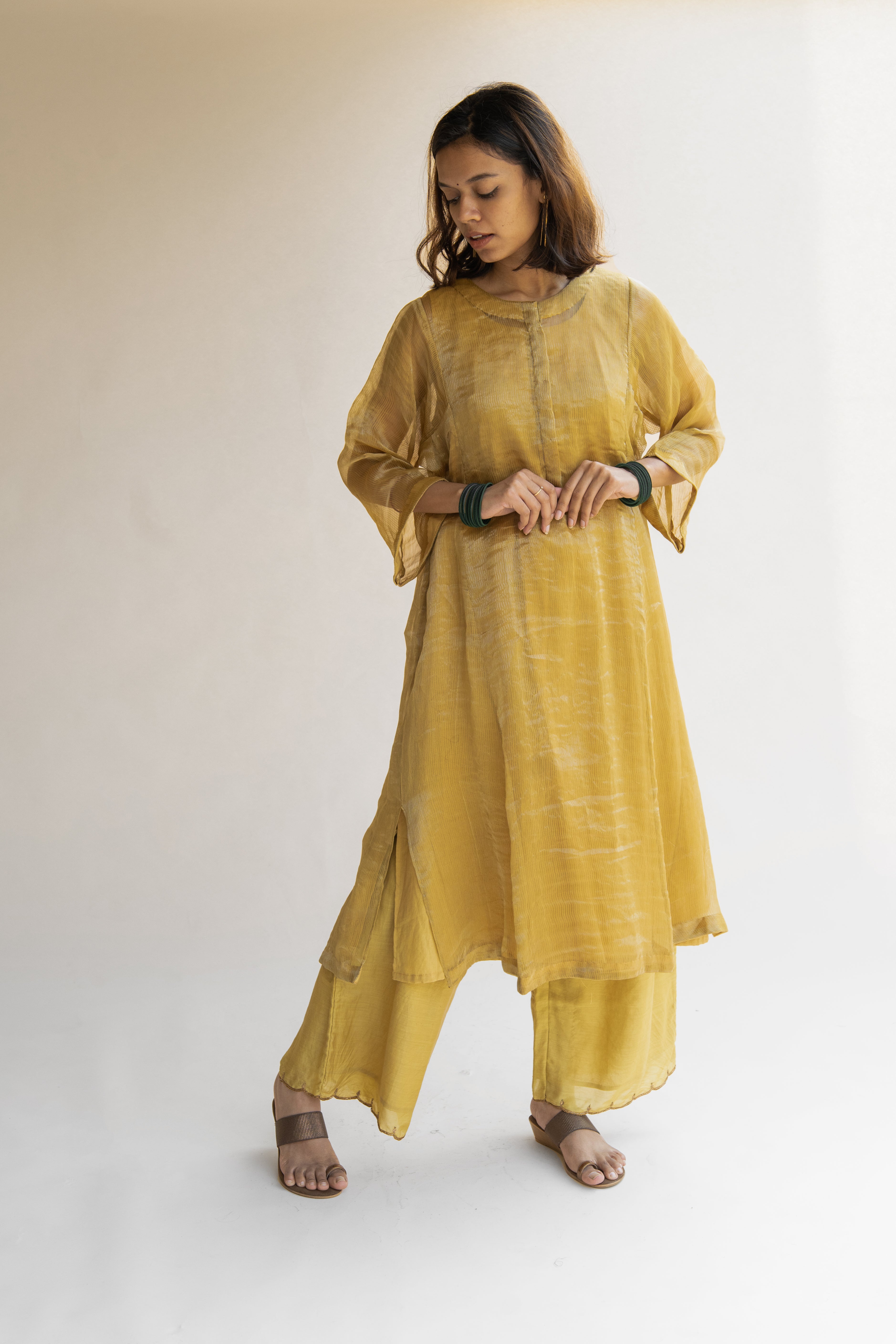 Honey Mustard Hazrat Kurta  (set of 2)