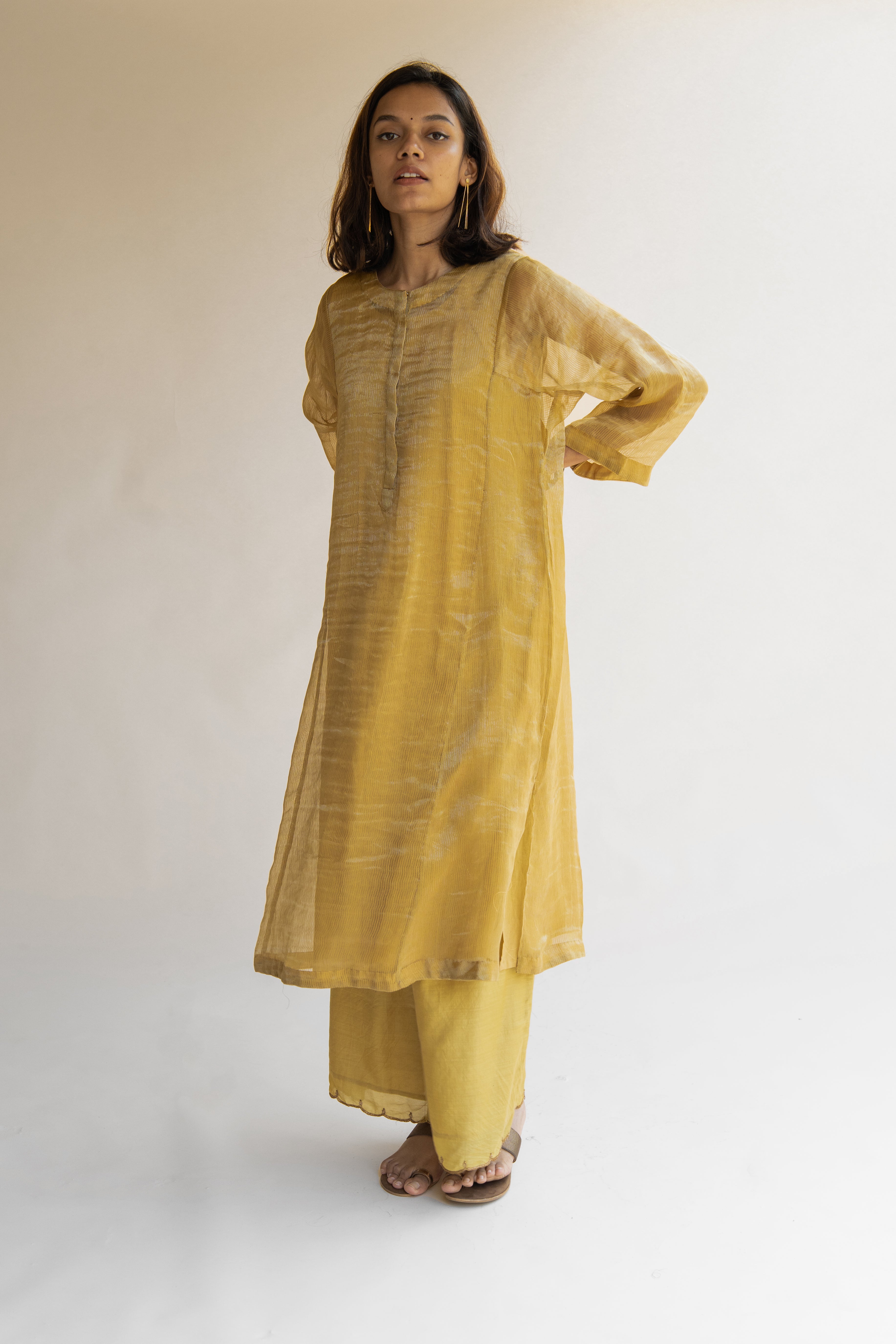 Honey Mustard Hazrat Kurta  (set of 2)