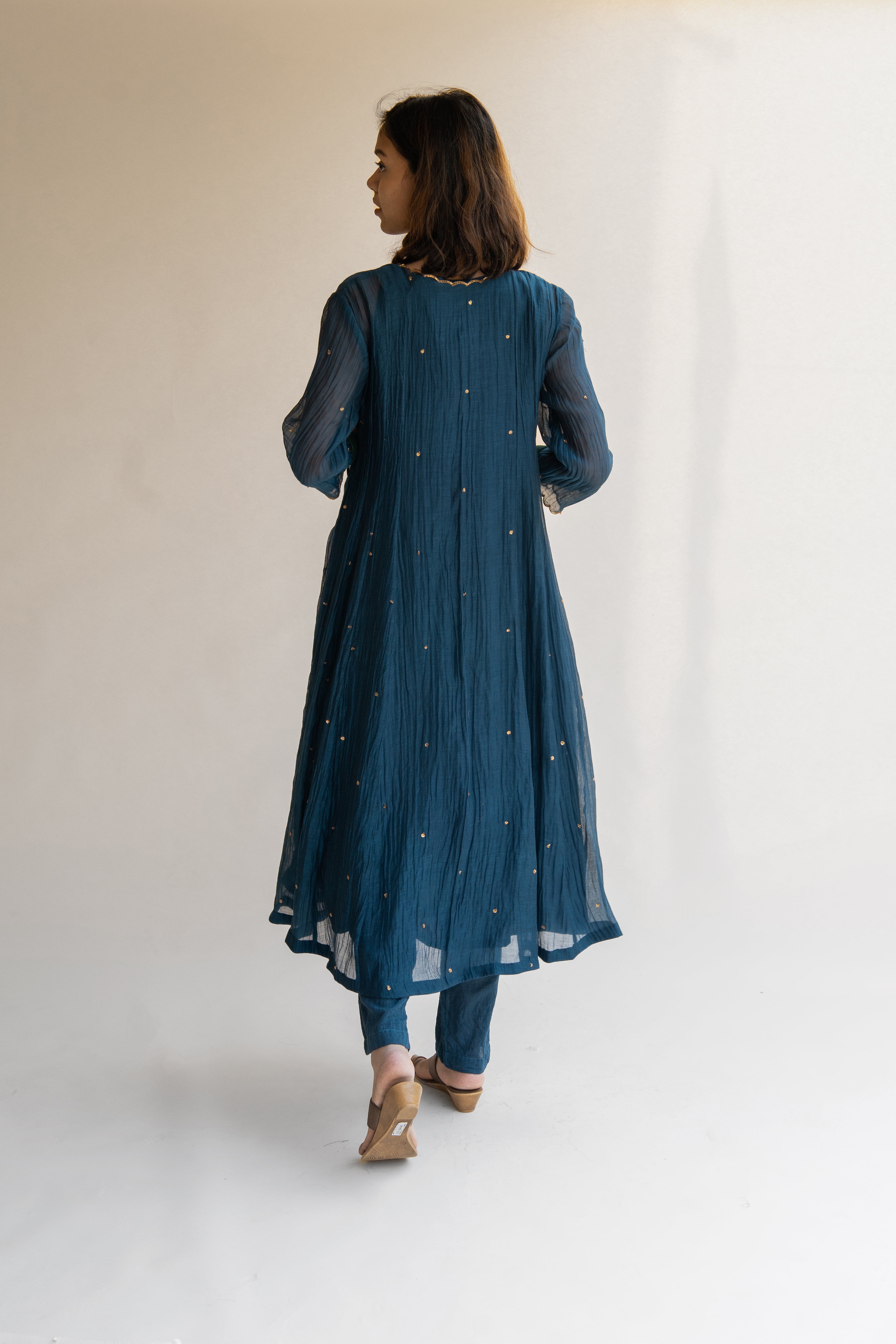 Teal Angarkha Kurta