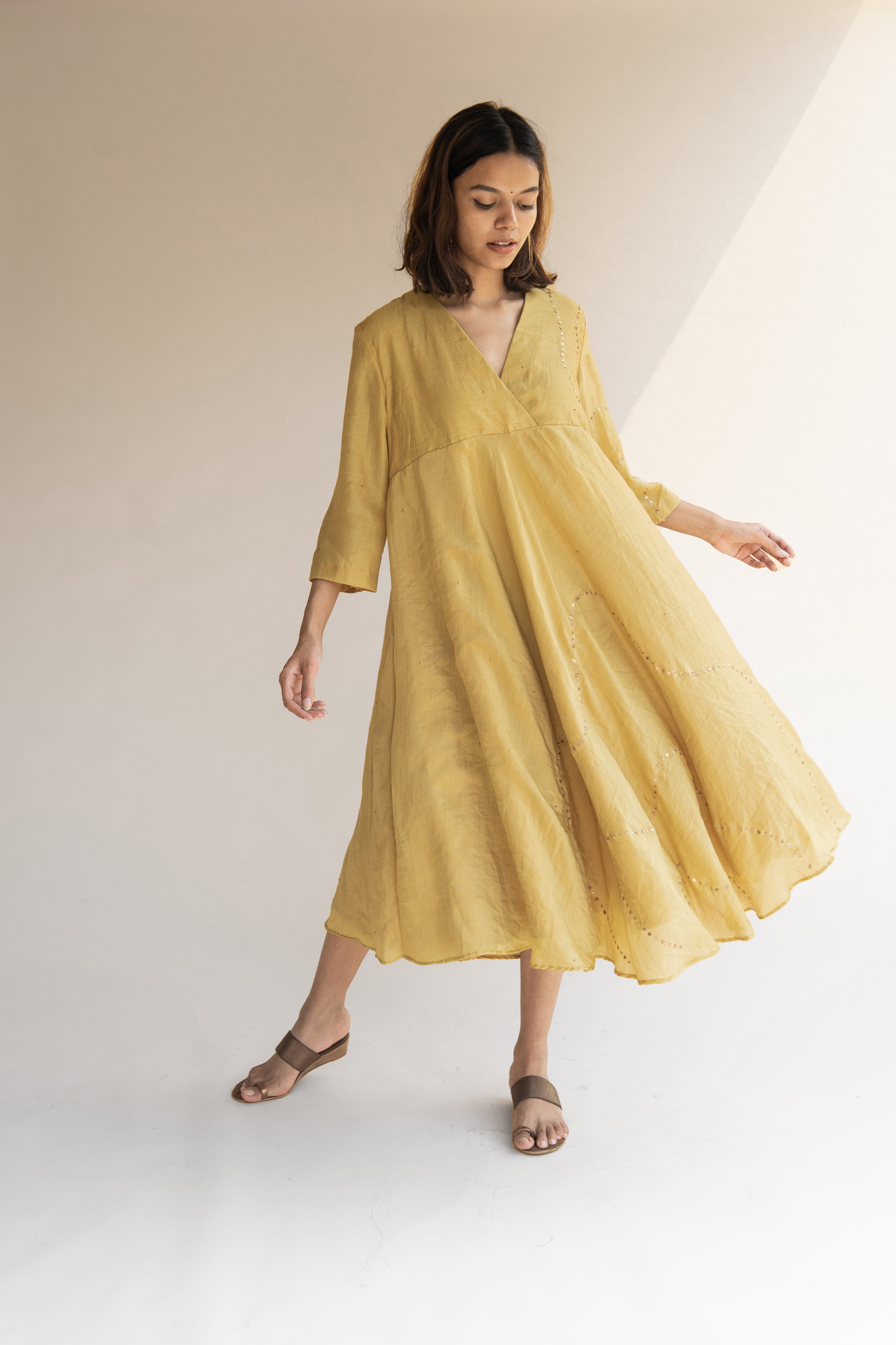 Honey Mustard Maheem Dress