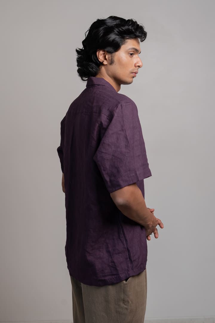 Raag Linen Shirt - Aubergine