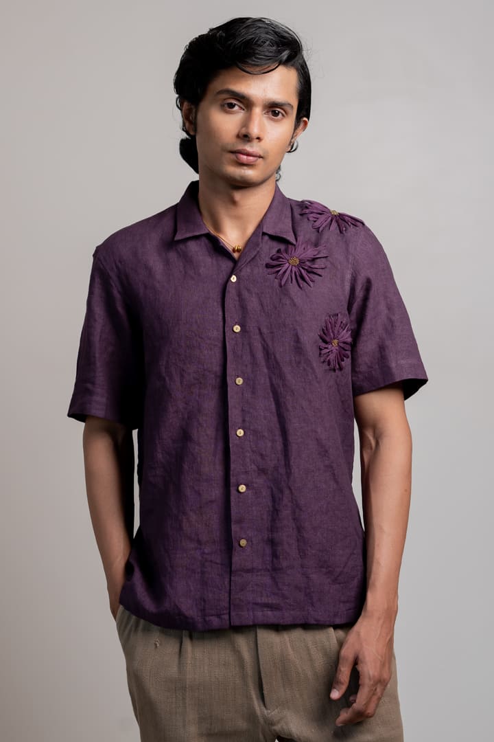 Raag Linen Shirt - Aubergine