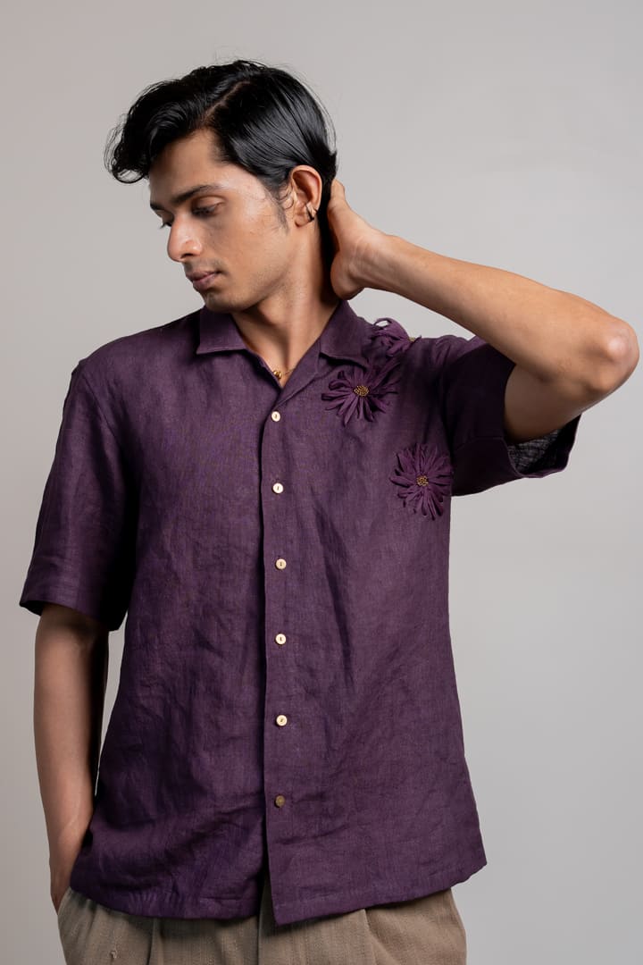 Raag Linen Shirt - Aubergine