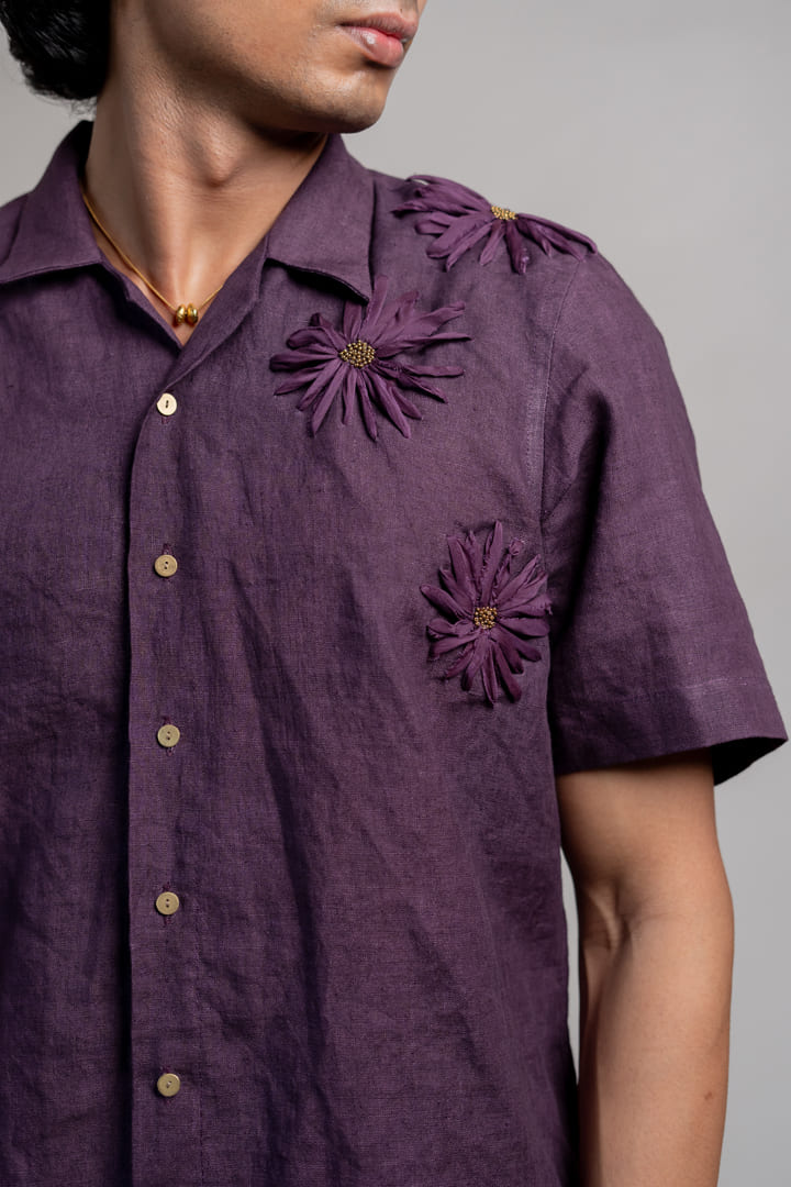 Raag Linen Shirt - Aubergine