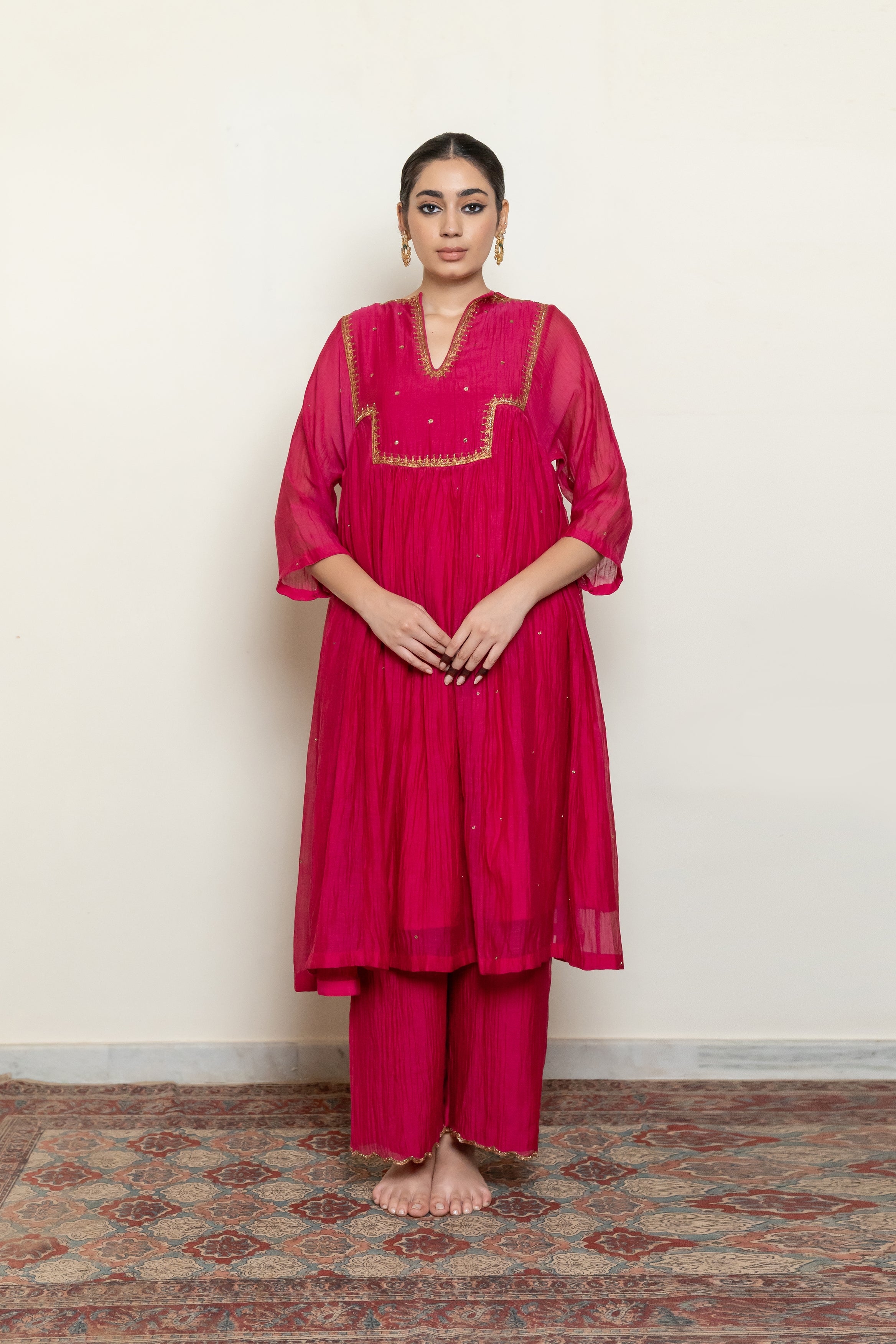 Farah Kurta Set - Rani Pink