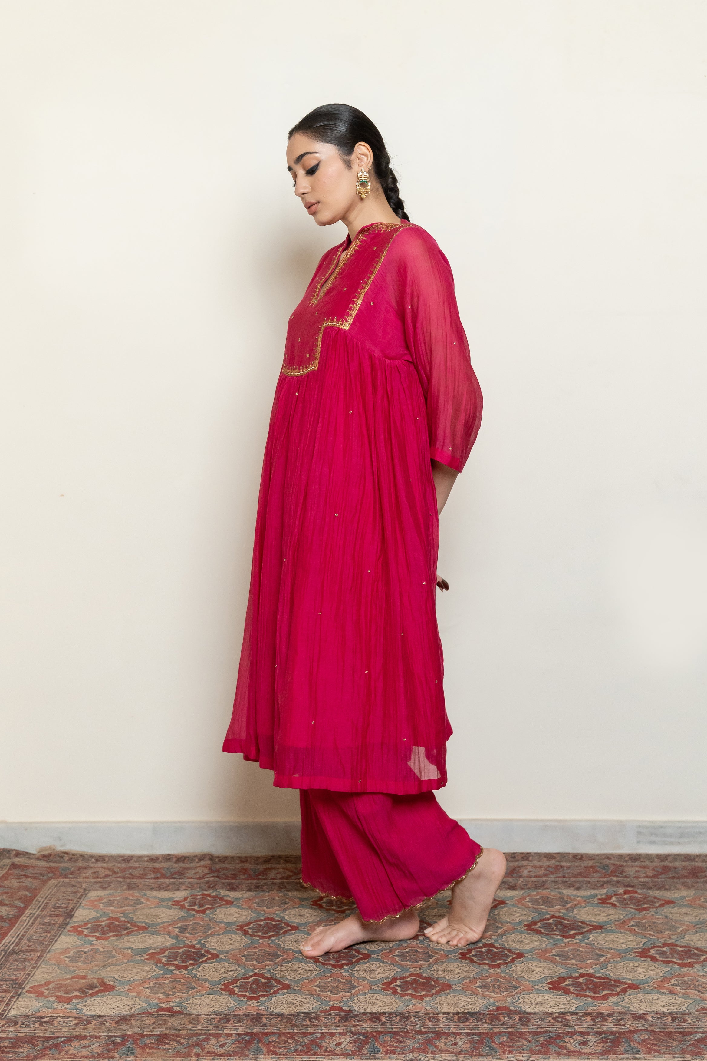 Farah Kurta Set - Rani Pink