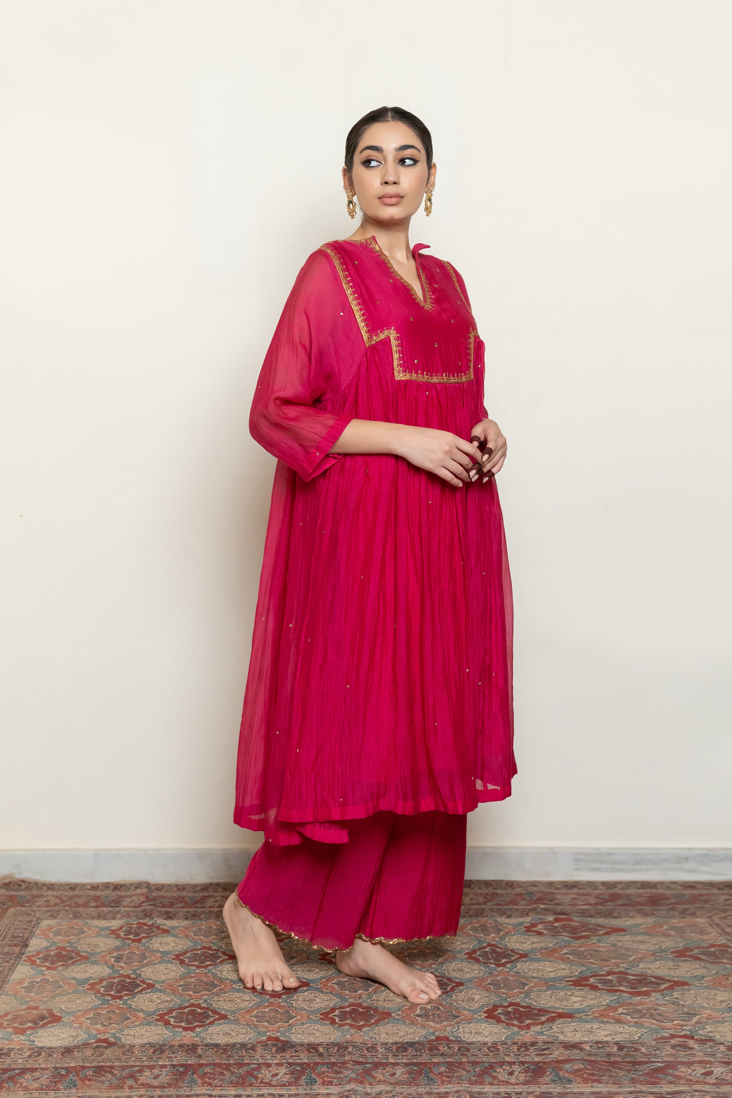 Farah Kurta Set - Rani Pink